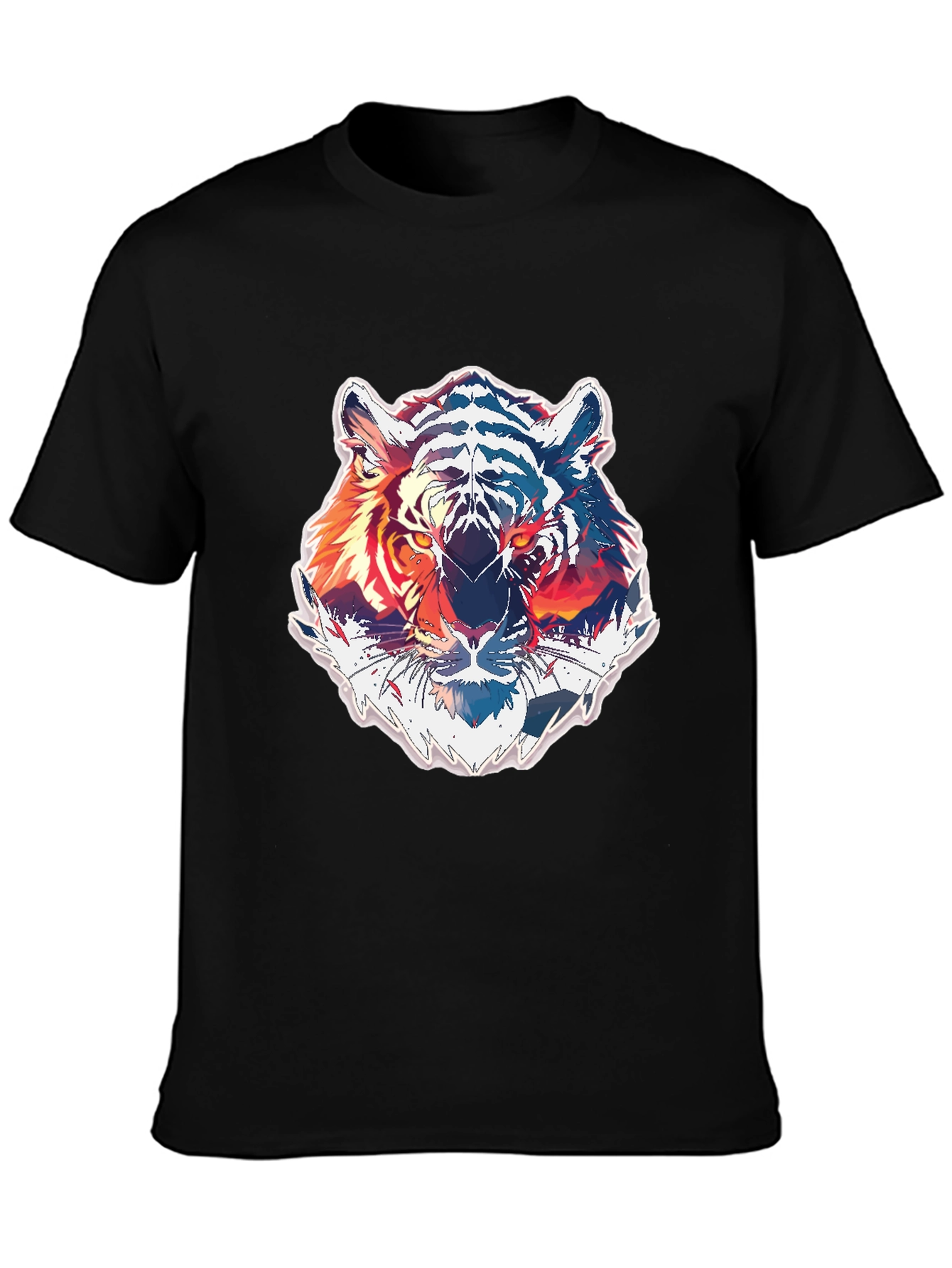 Tiger Graphic Print Mens Black T-Shirt