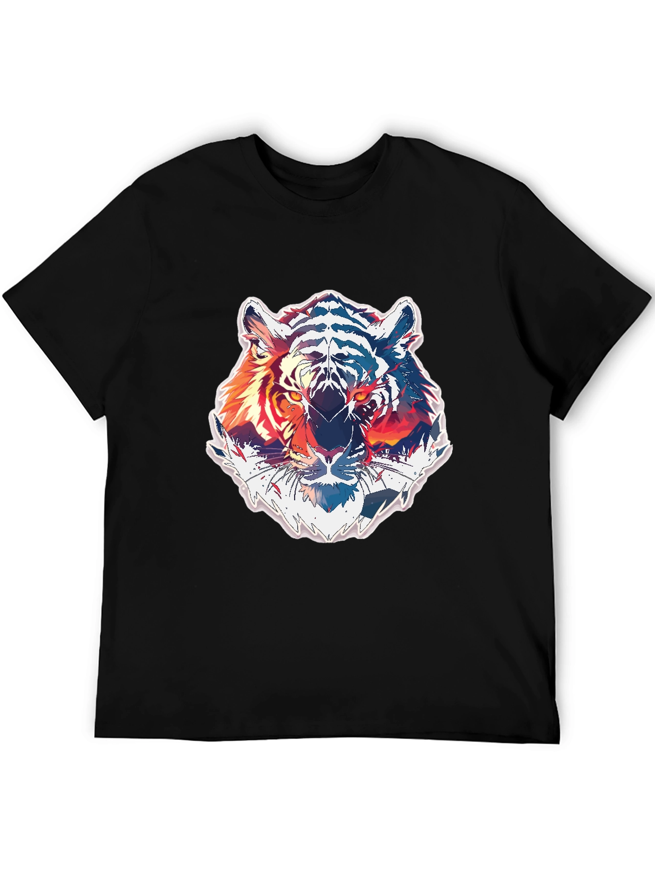 Tiger Graphic Print Mens Black T-Shirt