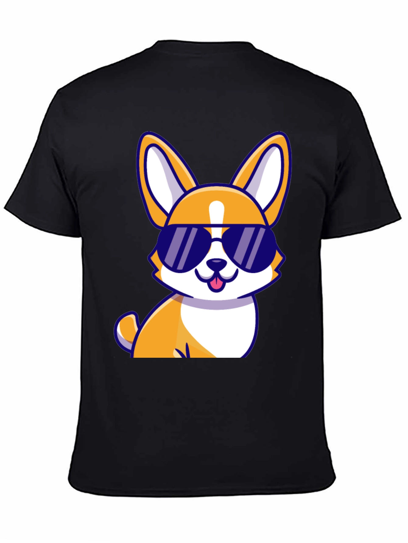 Cool Corgi Sunglasses Black T-Shirt