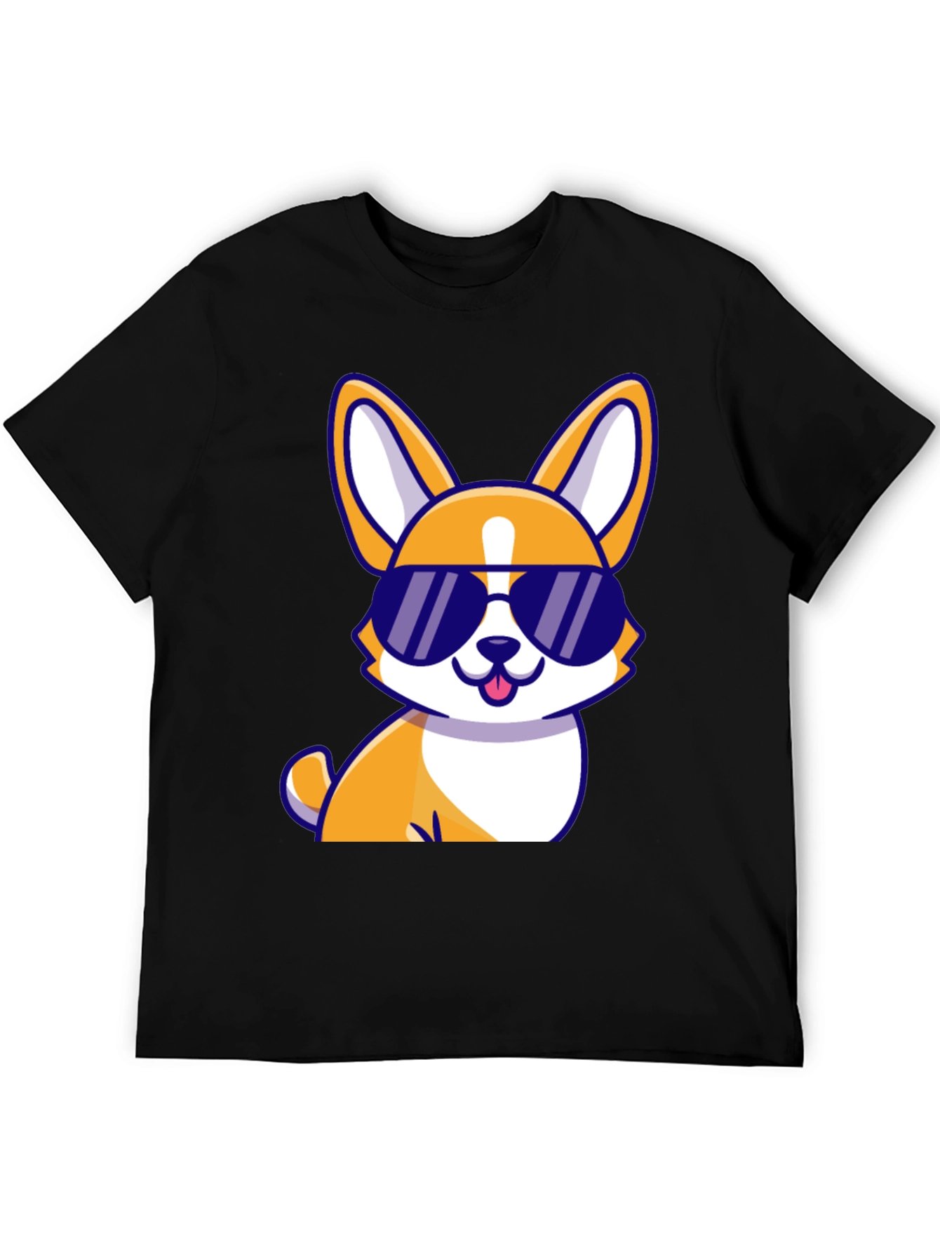Cool Corgi Sunglasses Black T-Shirt