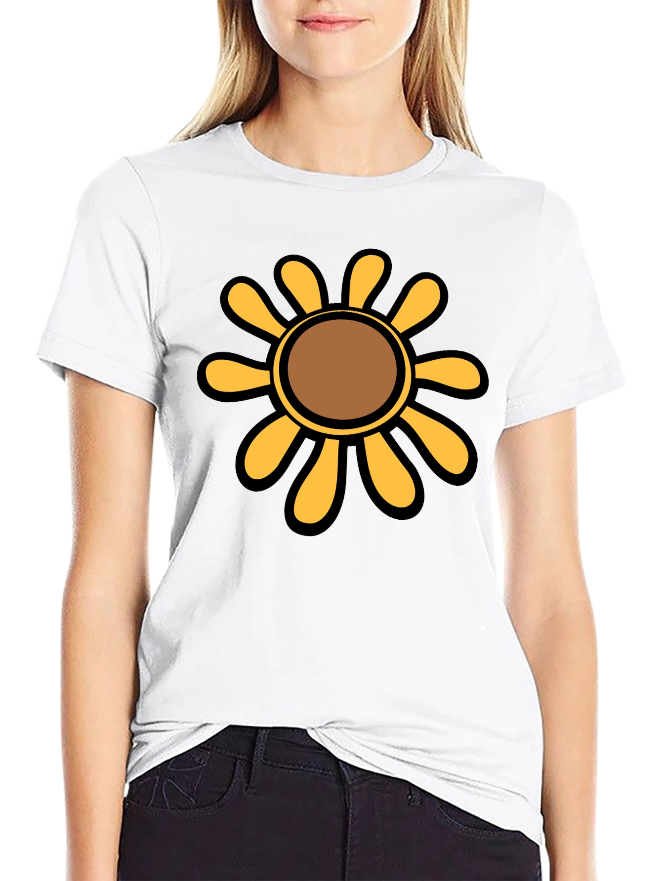 Retro Flower Graphic T-Shirt - Black