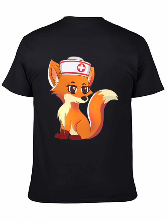 Nurse Fox Graphic Tee - Cute Cartoon Animal T-Shirt