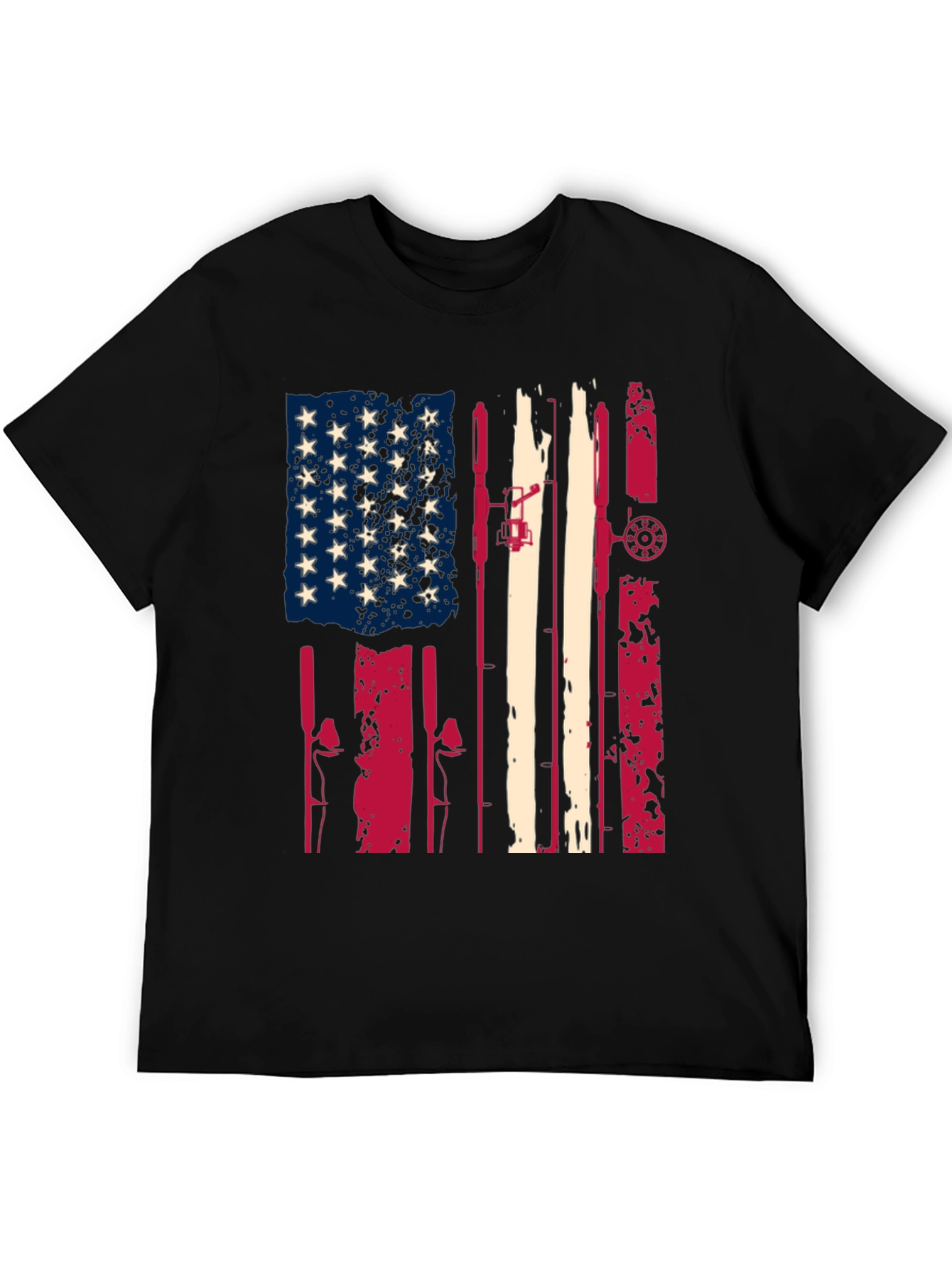 American Flag Fishing Rod T-Shirt