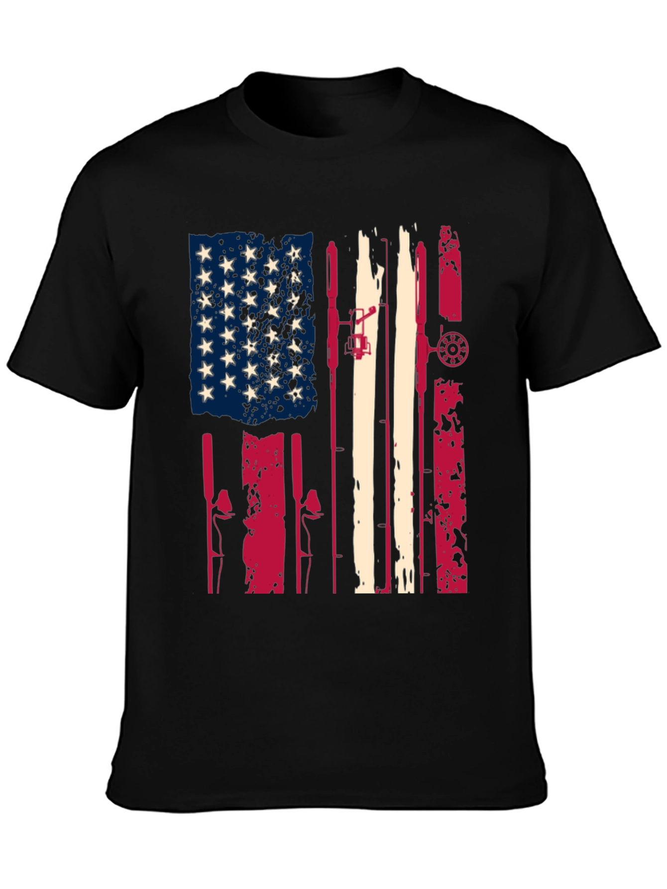 American Flag Fishing Rod T-Shirt