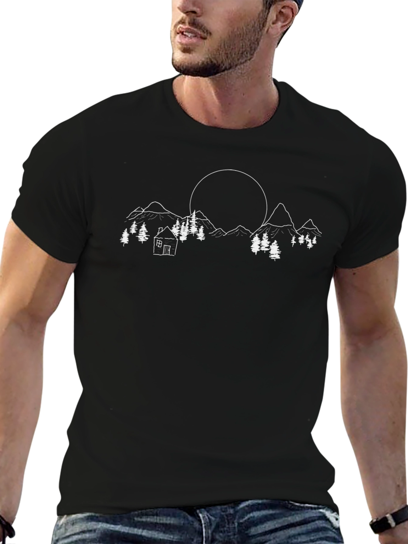 Mountain & Moon Graphic Tee - Black