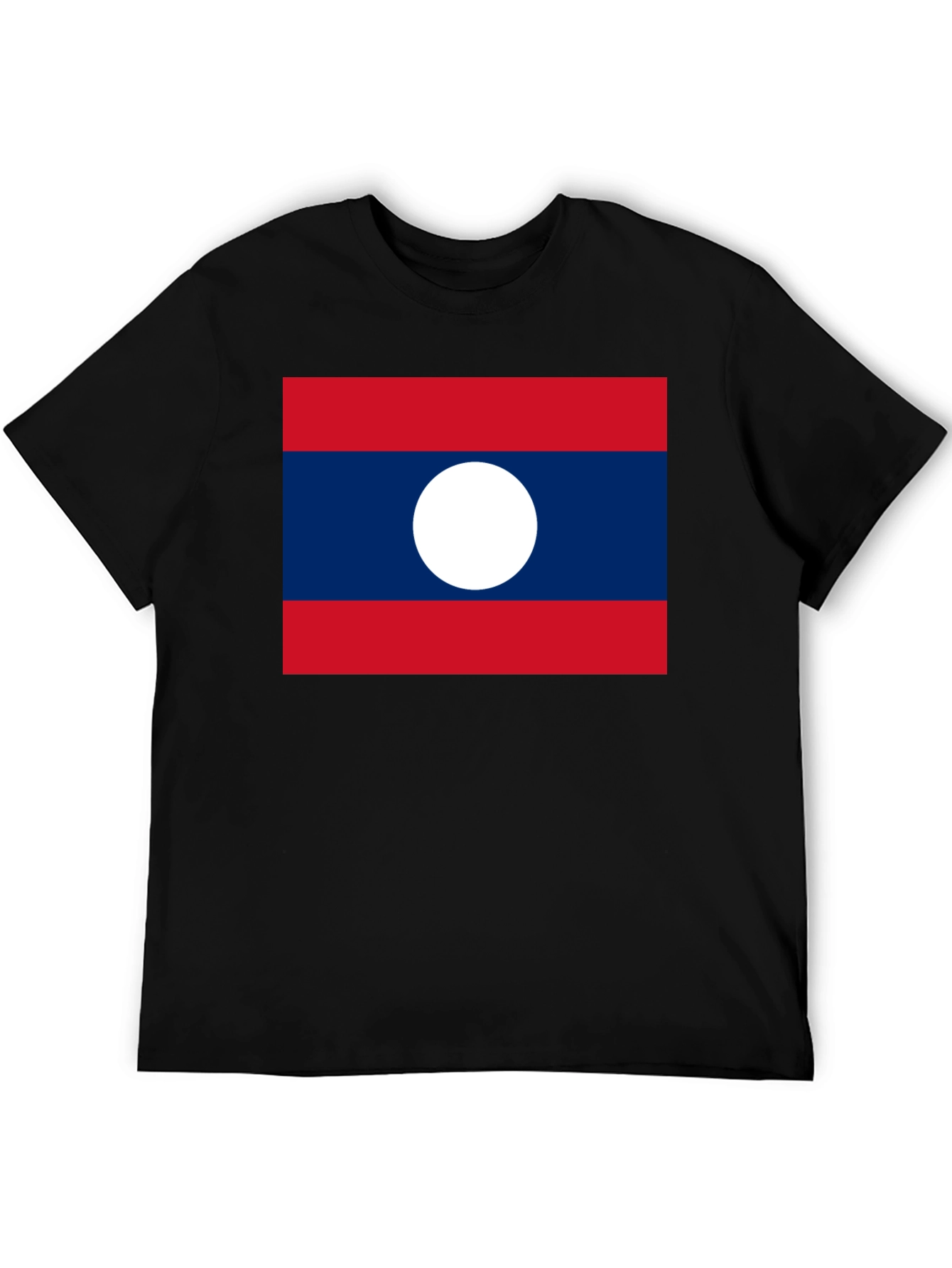 Laos Flag T-Shirt - Black Crew Neck Tee