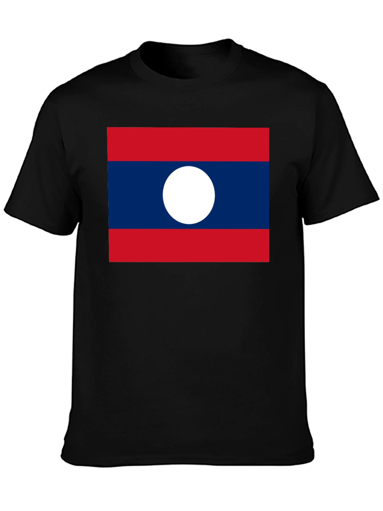 Laos Flag T-Shirt - Black Crew Neck Tee