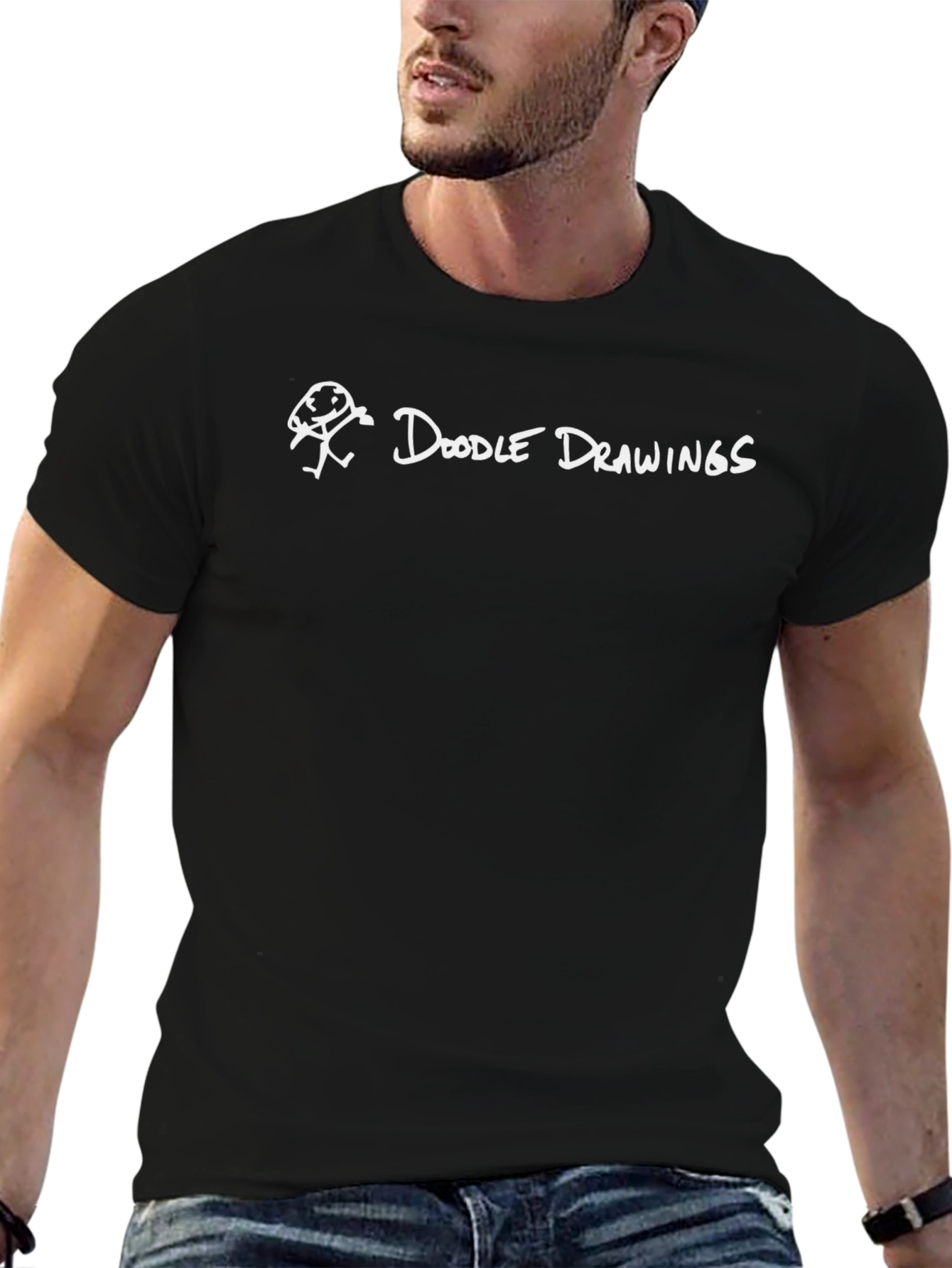 Doodle Drawings Black Graphic T-Shirt
