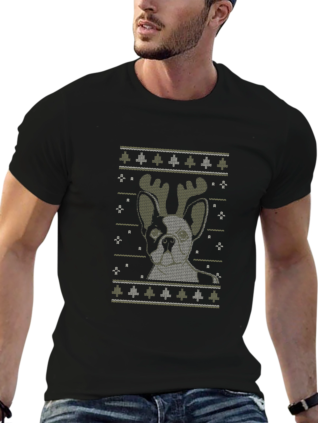 Dog Reindeer Christmas Ugly Sweater T-Shirt