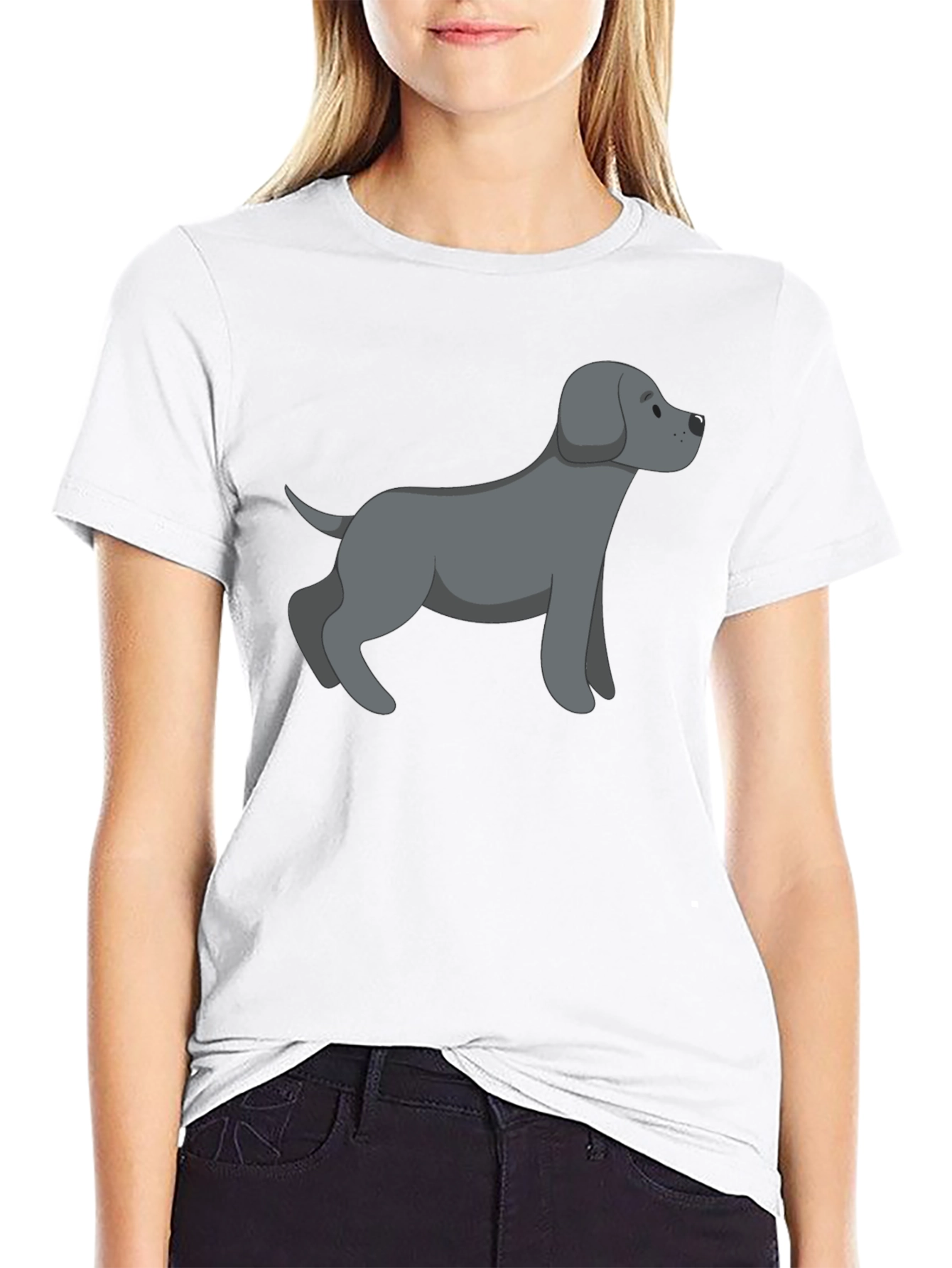 Black T-Shirt with Gray Dog Graphic