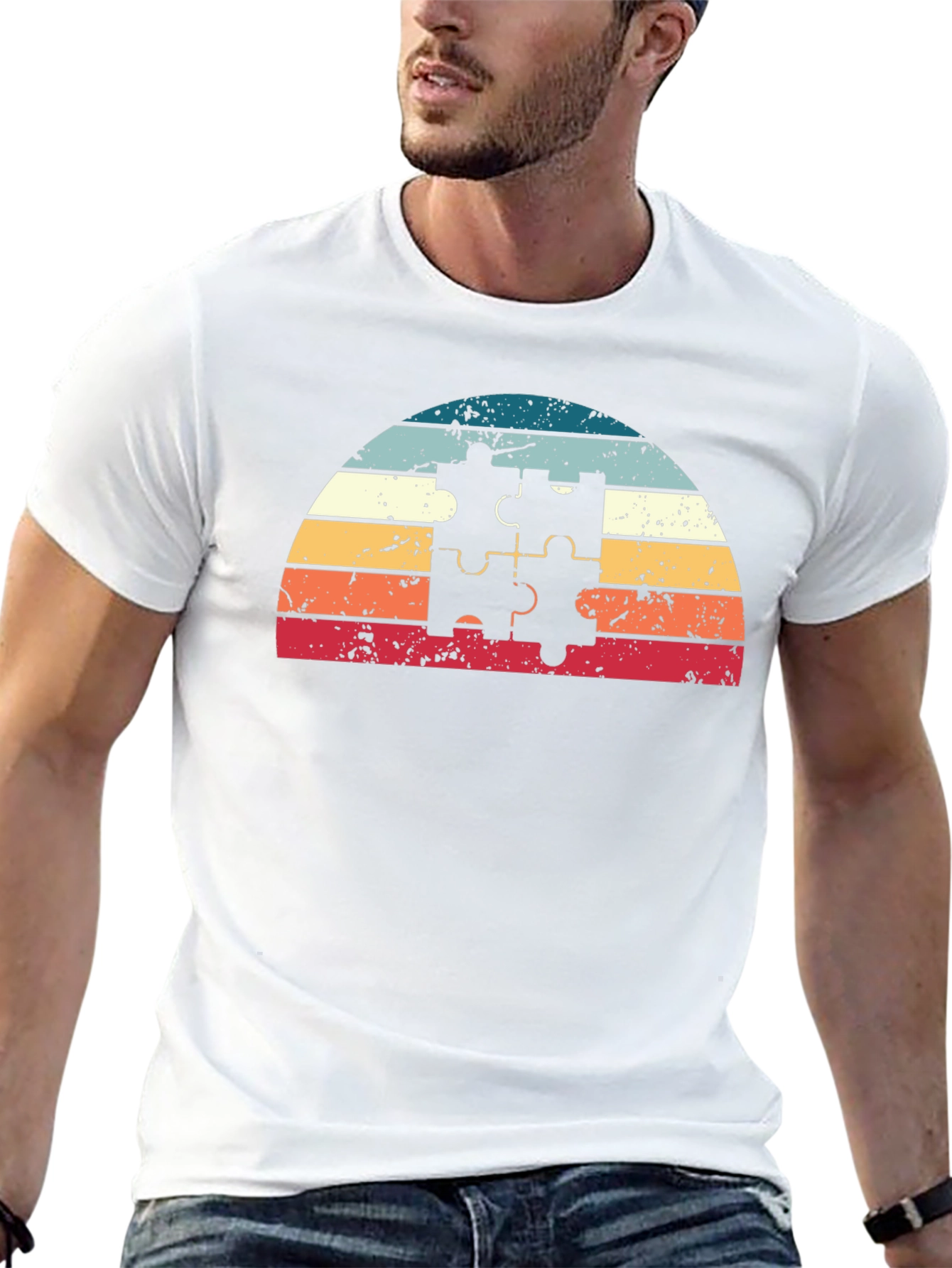 Retro Puzzle Piece Sunset T-Shirt