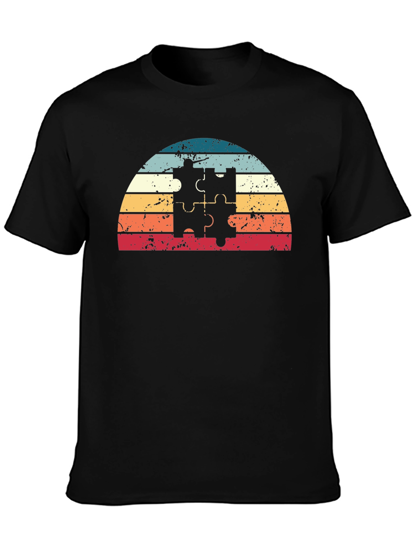 Retro Puzzle Piece Sunset T-Shirt