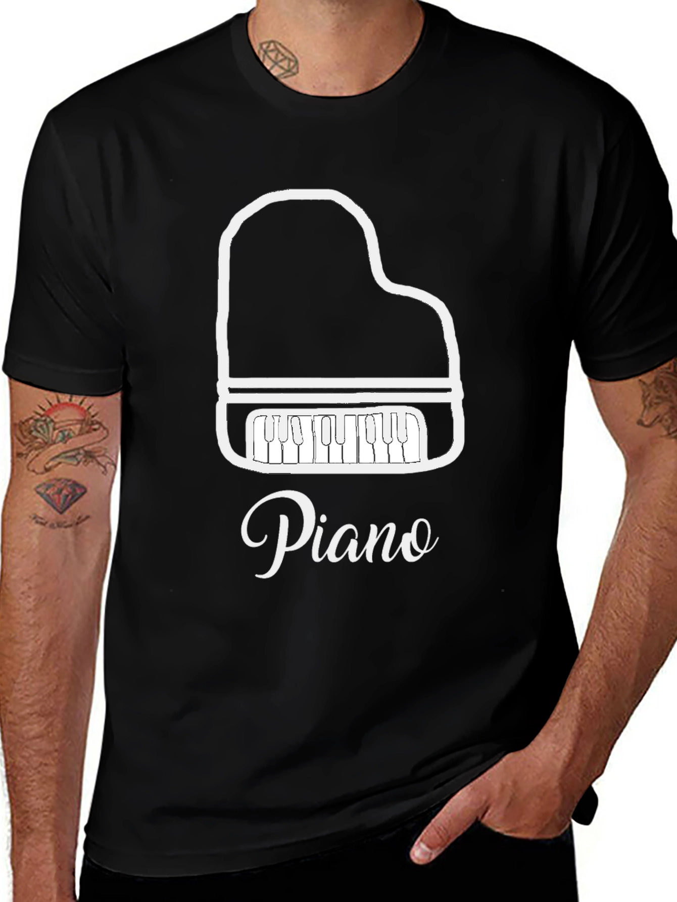 Piano Graphic Tee - Music Lovers Black T-Shirt