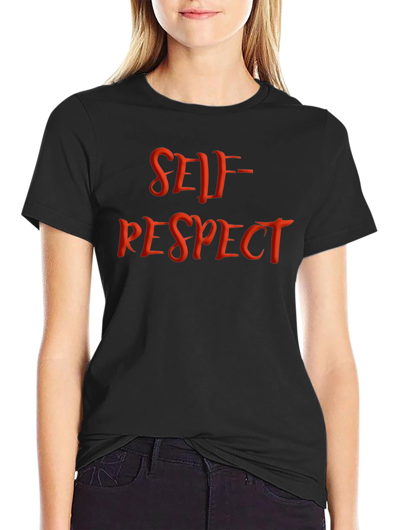 Self-Respect Graphic Tee - Black Cotton Blend Shirt