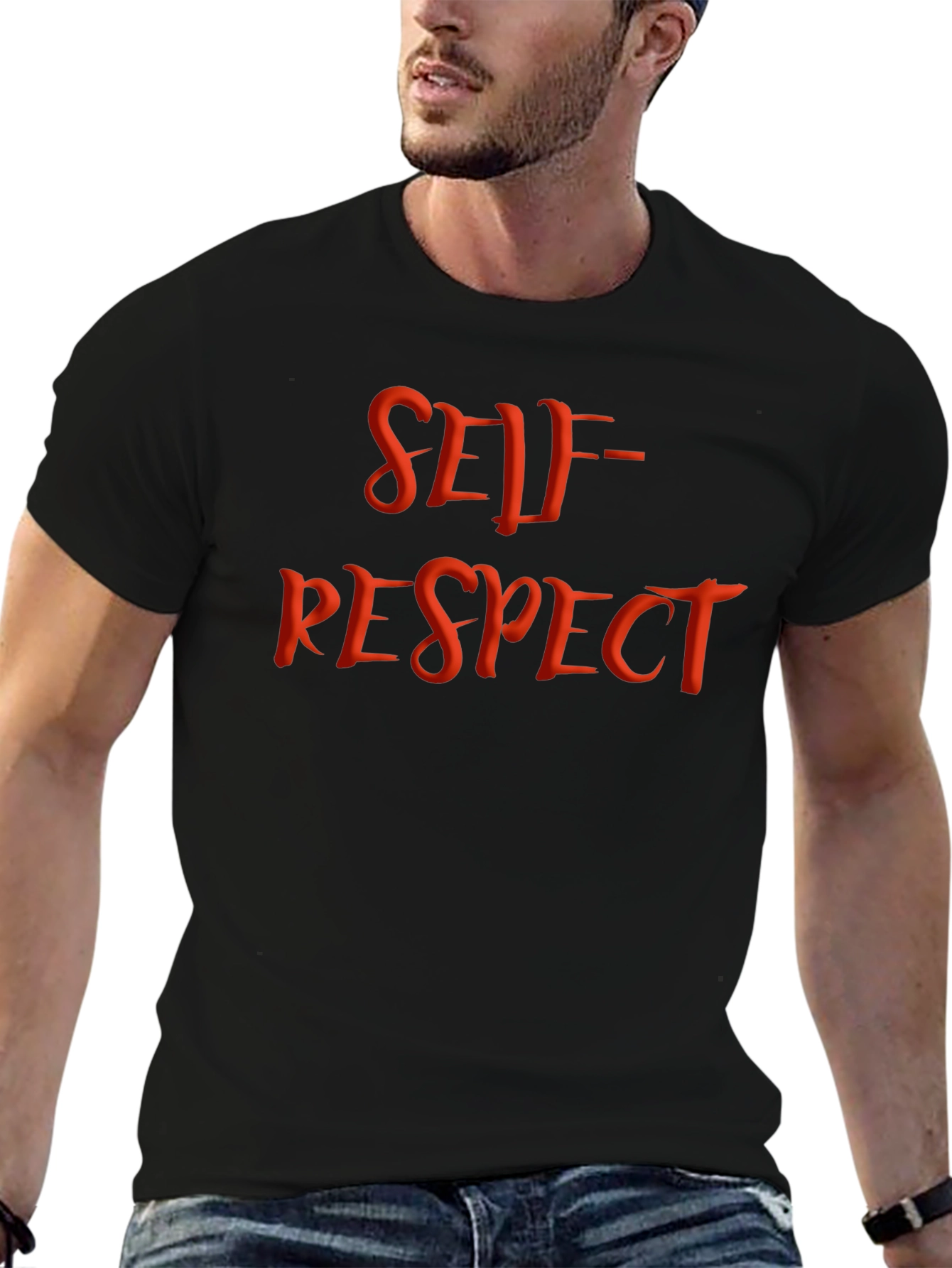 Self-Respect Graphic Tee - Black Cotton Blend Shirt