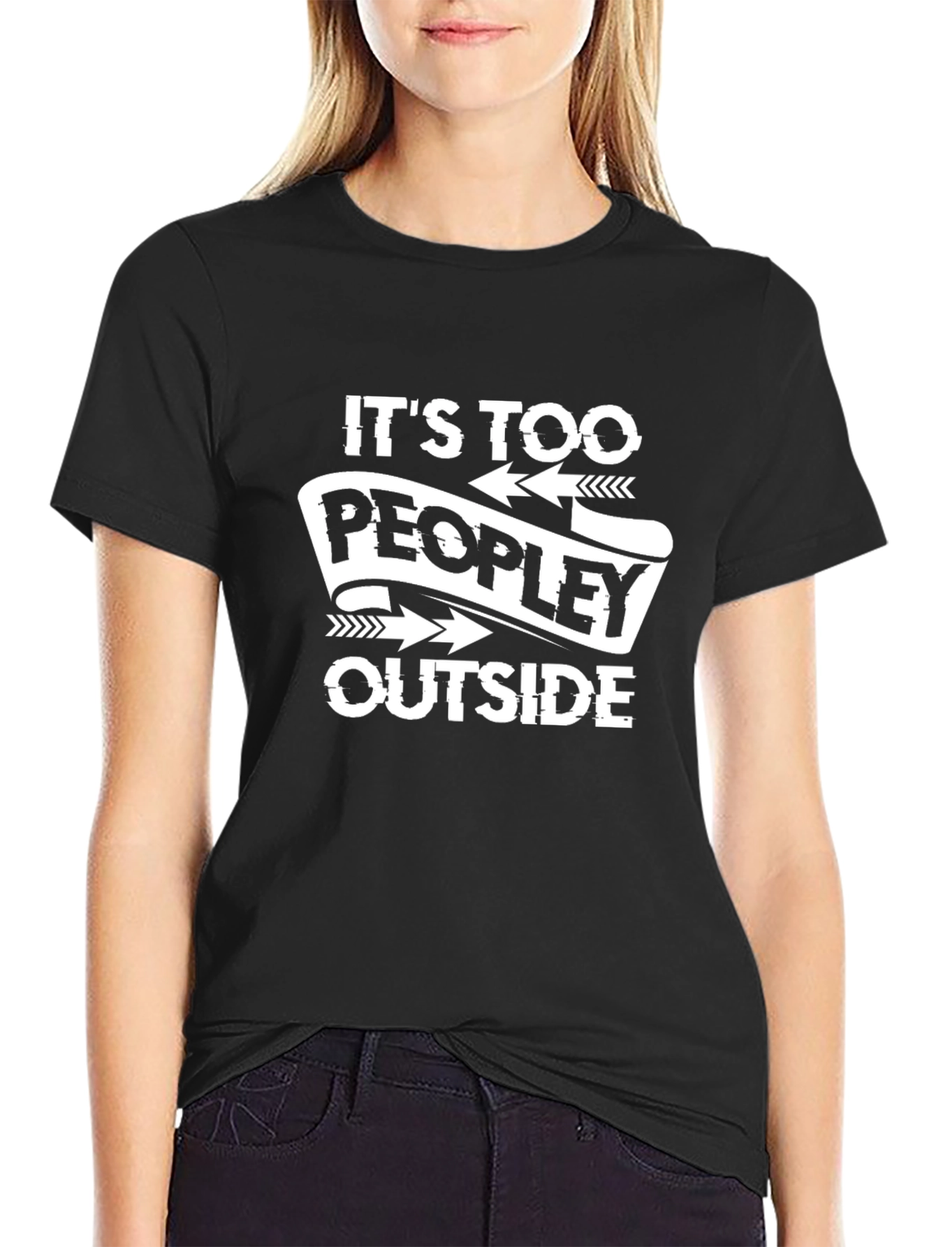 Too Peopley Outside Black T-Shirt