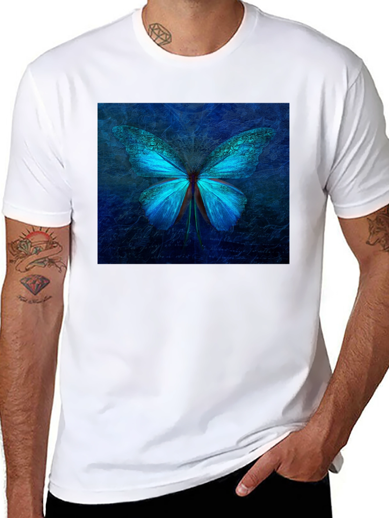 Butterfly Graphic Tee - Stylish Black Cotton T-Shirt