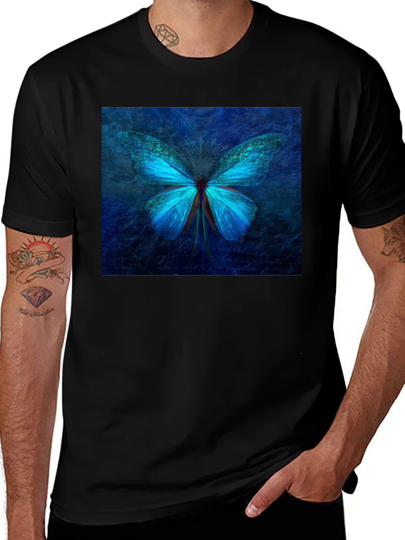 Butterfly Graphic Tee - Stylish Black Cotton T-Shirt
