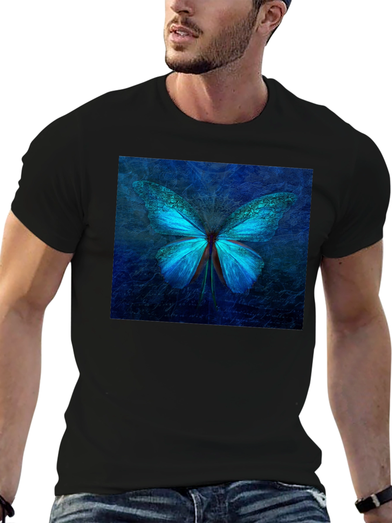 Butterfly Graphic Tee - Stylish Black Cotton T-Shirt