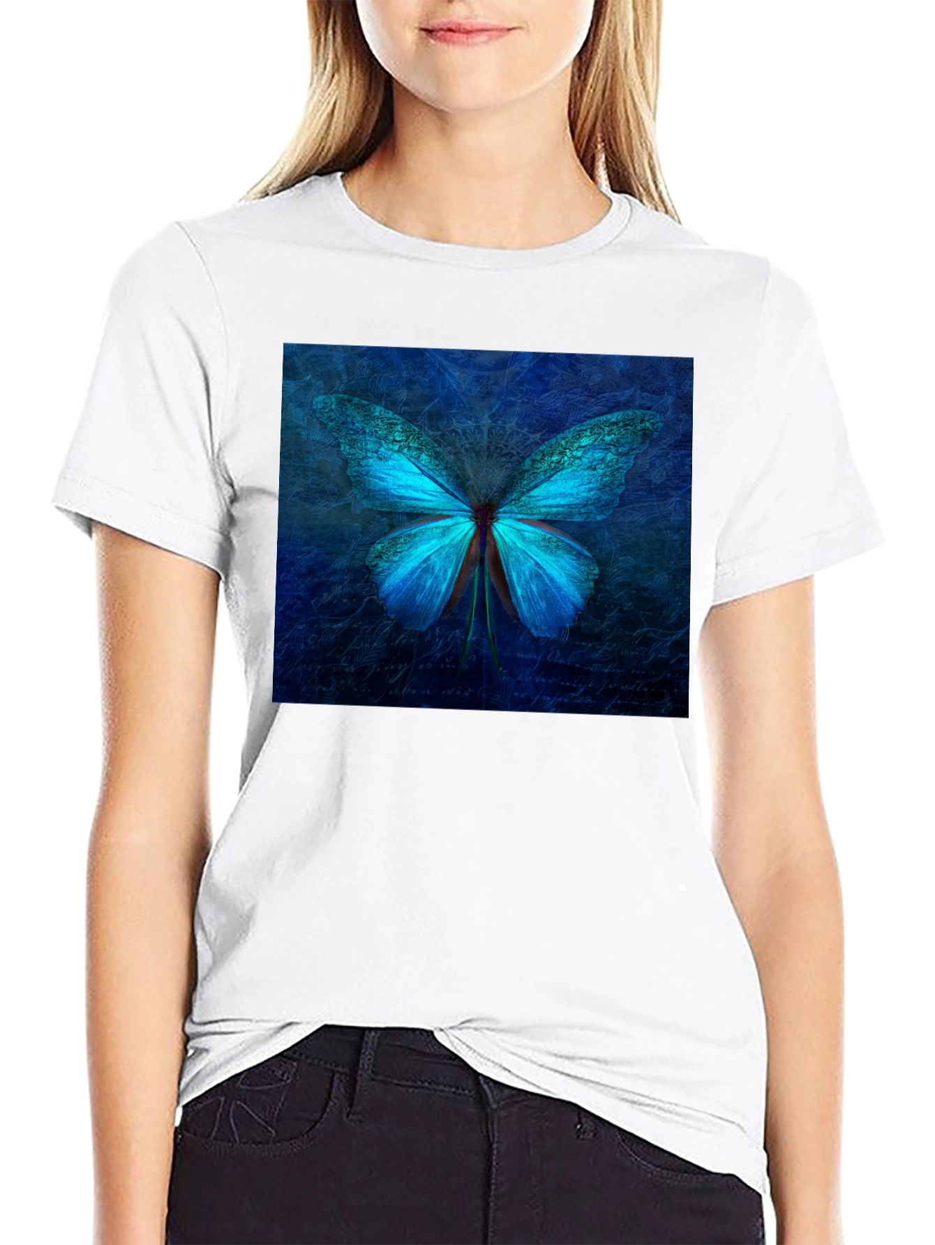 Butterfly Graphic Tee - Stylish Black Cotton T-Shirt