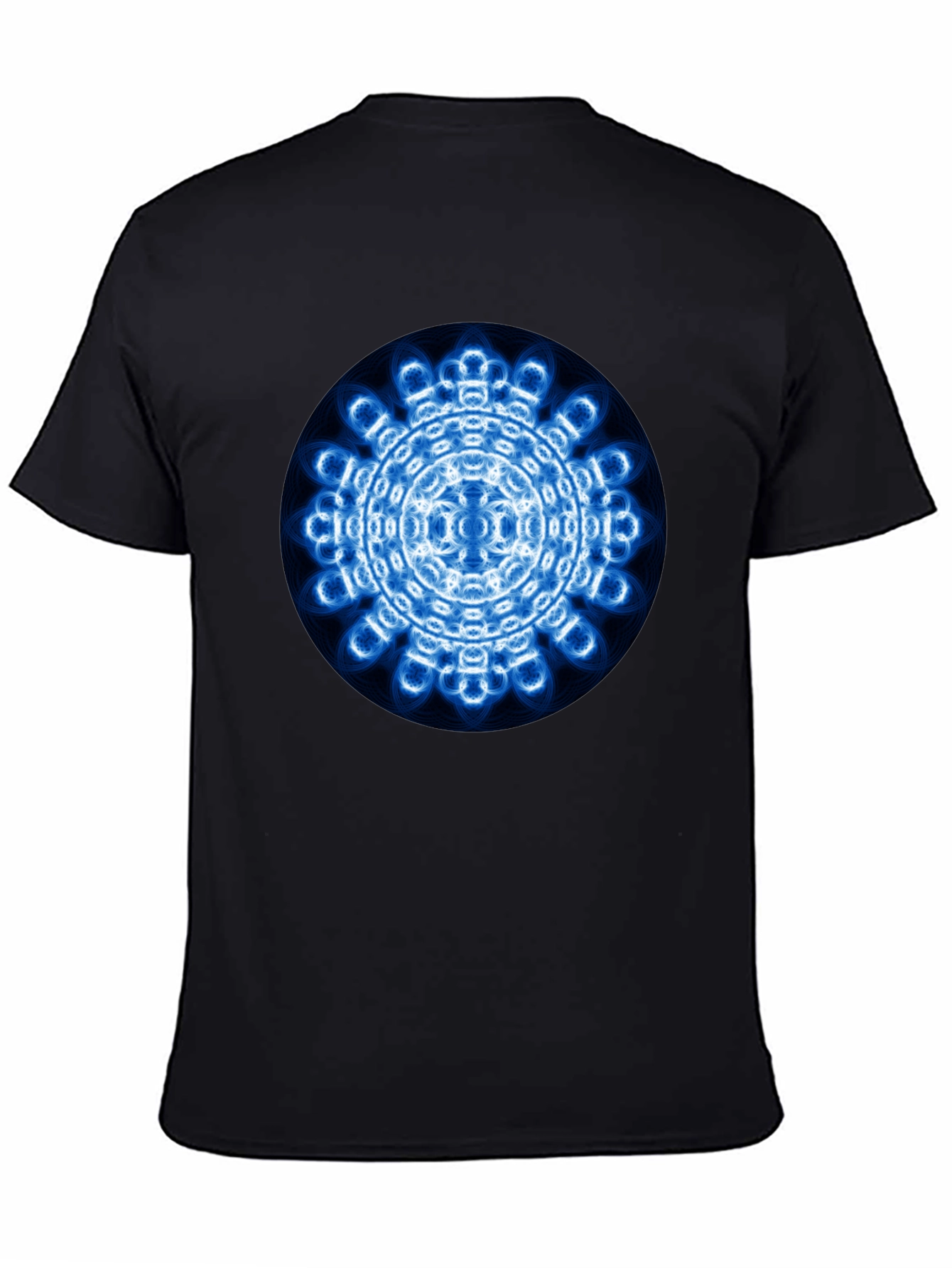 Mens Black T-Shirt with Blue Circular Design
