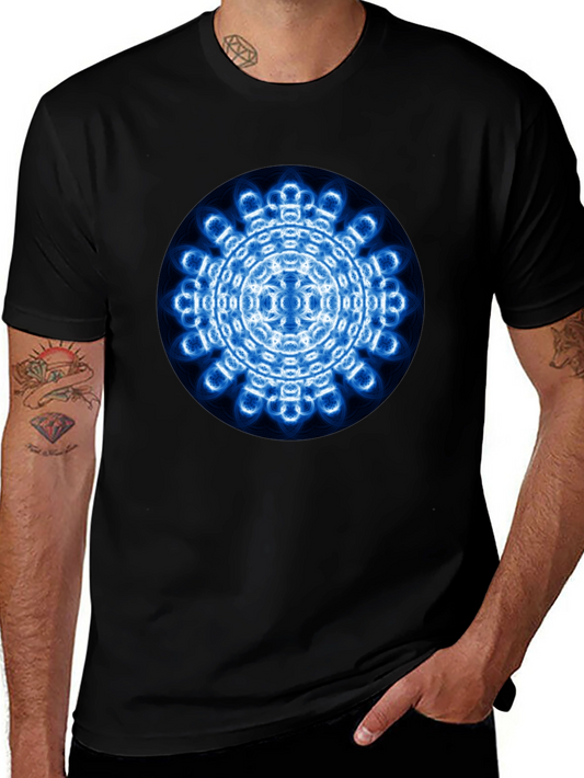 Mens Black T-Shirt with Blue Circular Design
