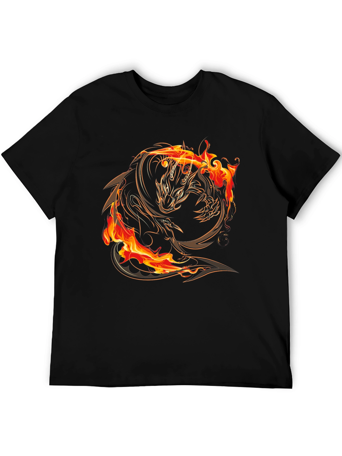Fiery Dragon Graphic Black T-Shirt