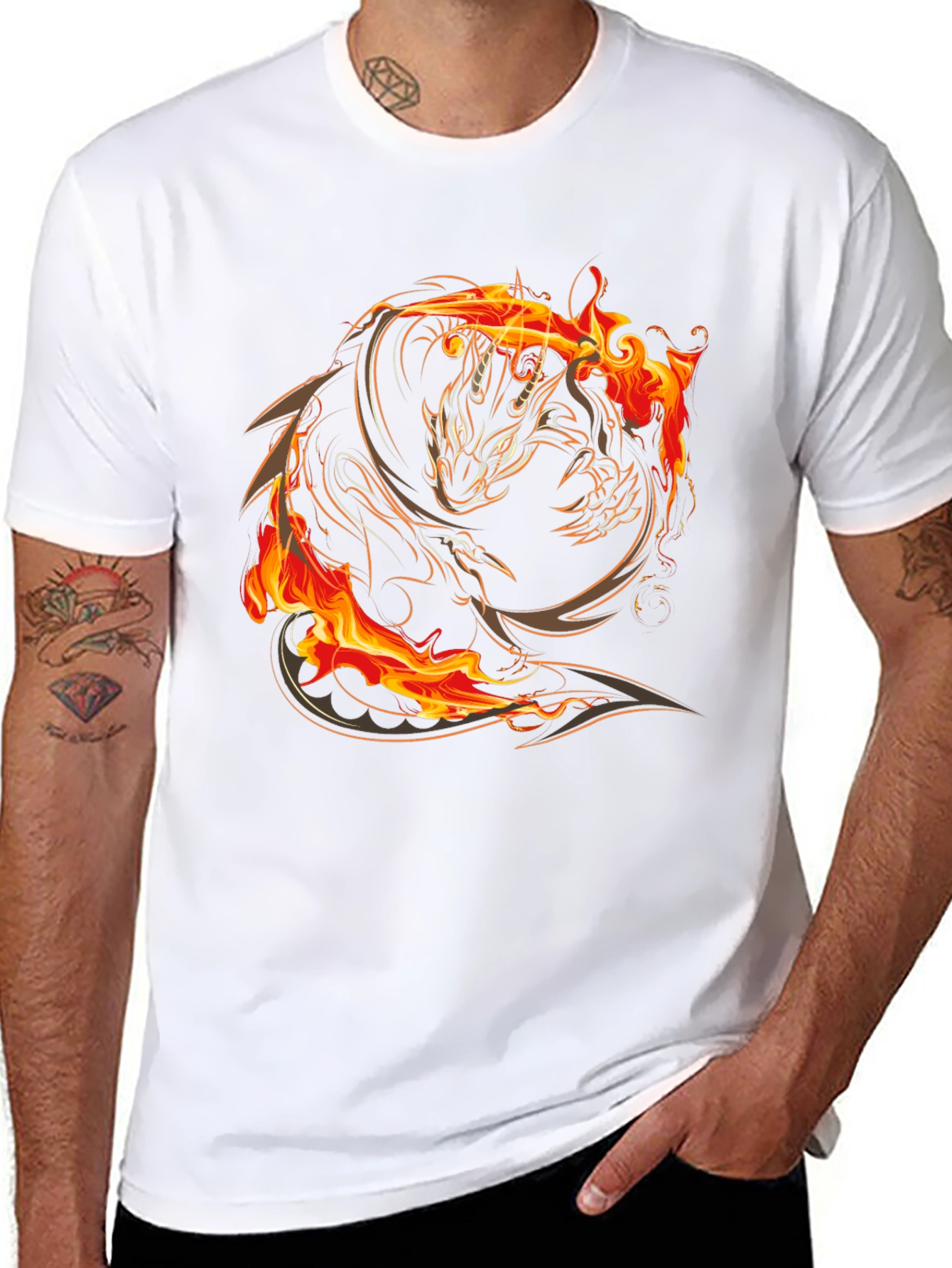 Fiery Dragon Graphic Black T-Shirt