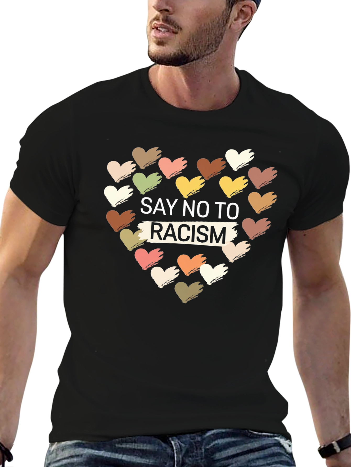 Say No to Racism T-Shirt - Unity Heart Design