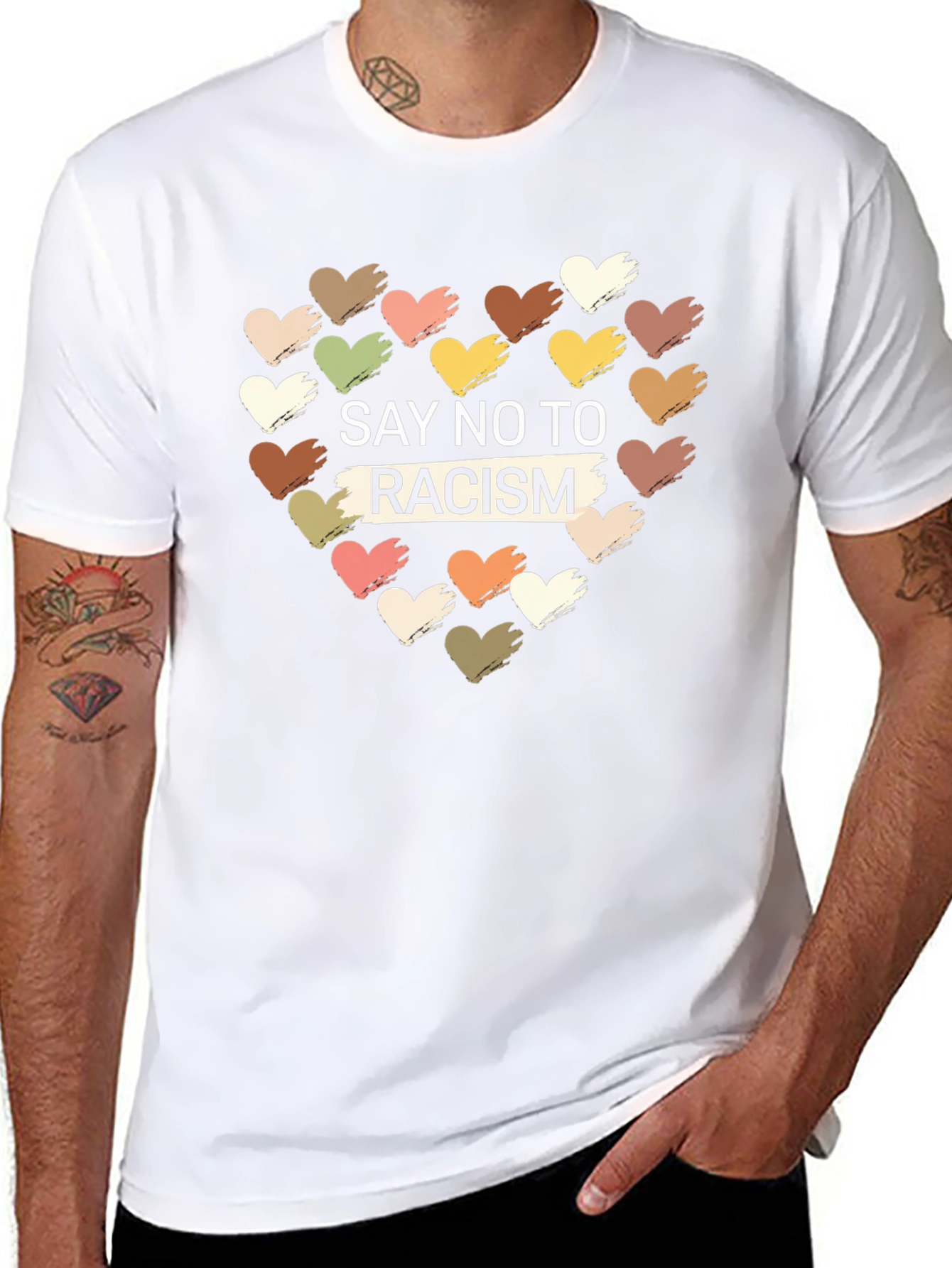 Say No to Racism T-Shirt - Unity Heart Design