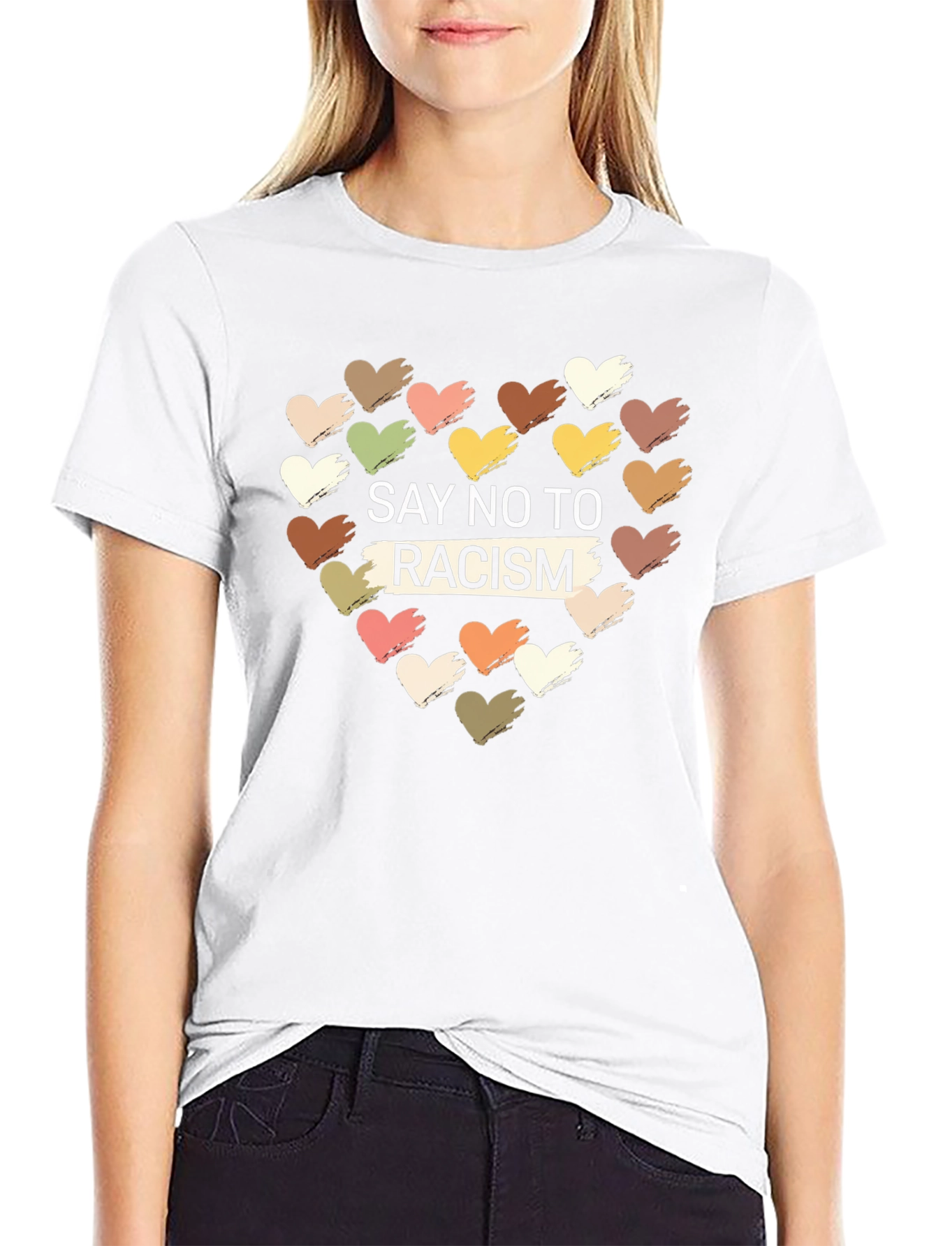 Say No to Racism T-Shirt - Unity Heart Design