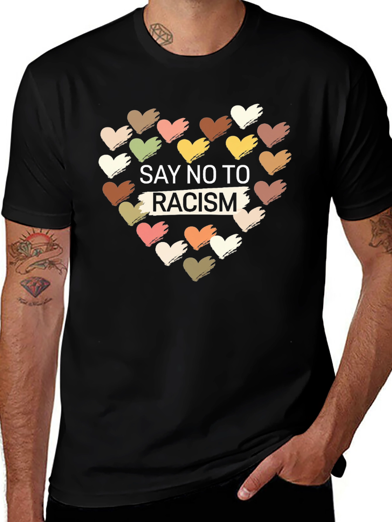 Say No to Racism T-Shirt - Unity Heart Design