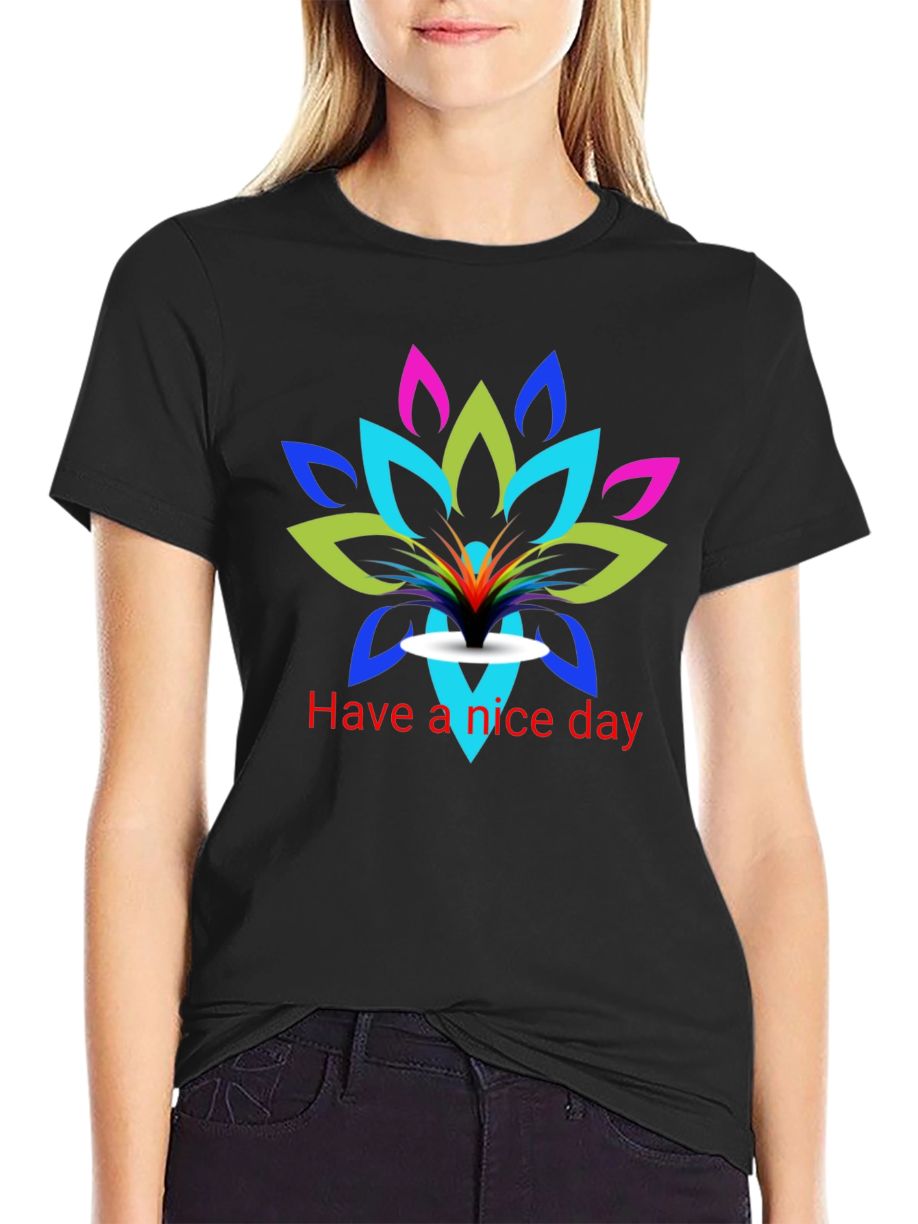 Vibrant Lotus Flower Graphic Print Tee
