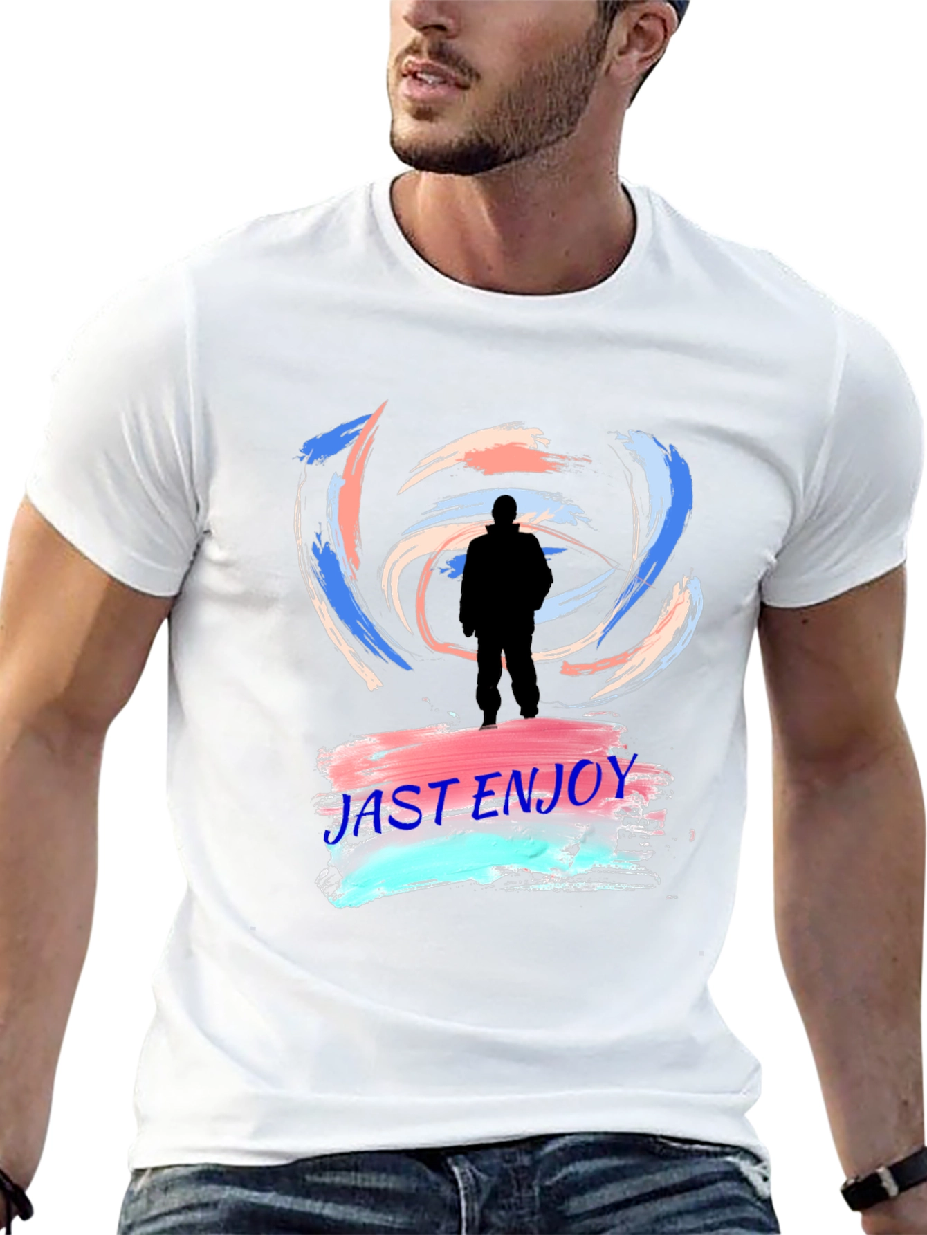 Just Enjoy Black Graphic Tee - Trendy Casual Wear