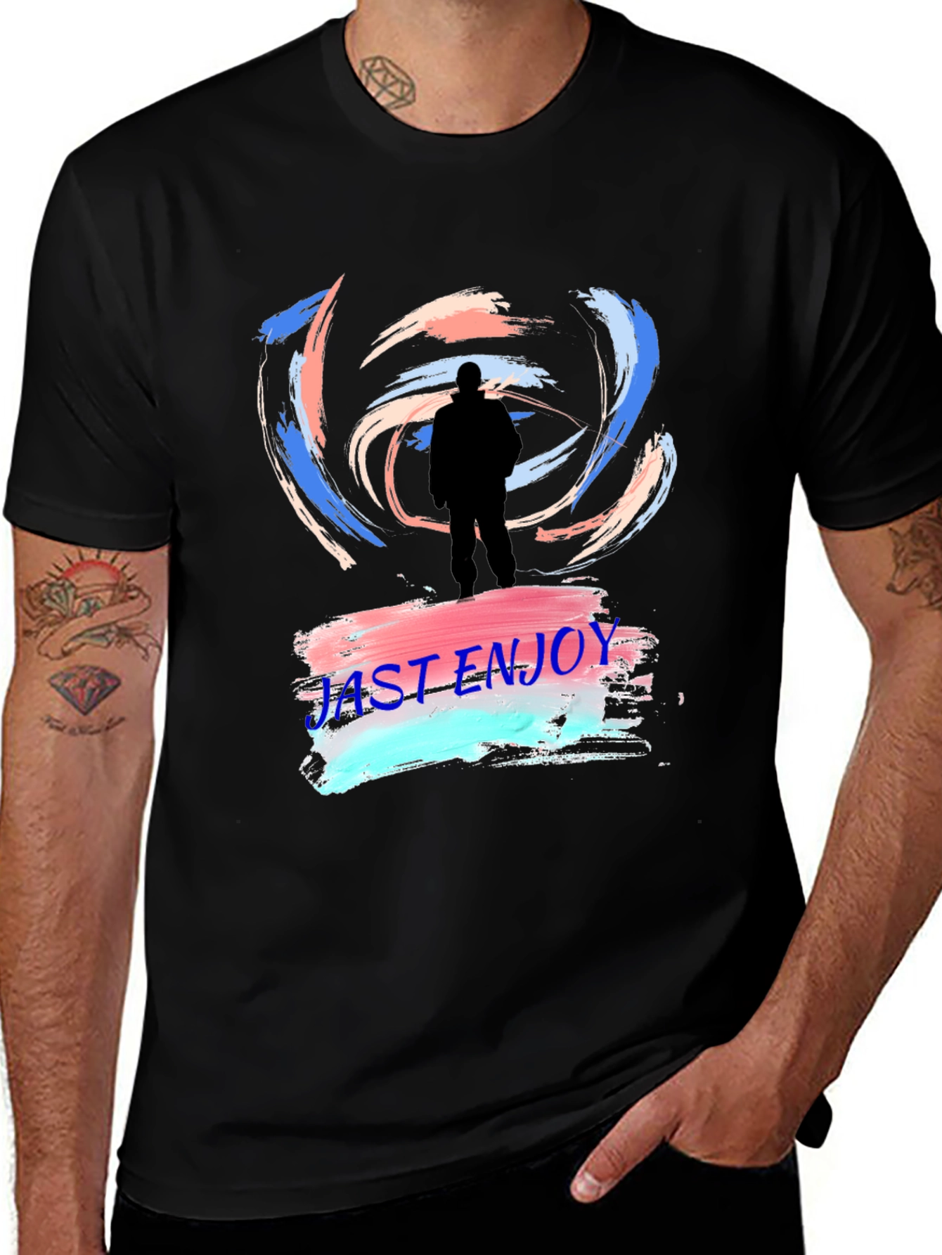Just Enjoy Black Graphic Tee - Trendy Casual Wear