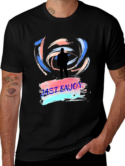 Just Enjoy Black Graphic Tee - Trendy Casual Wear