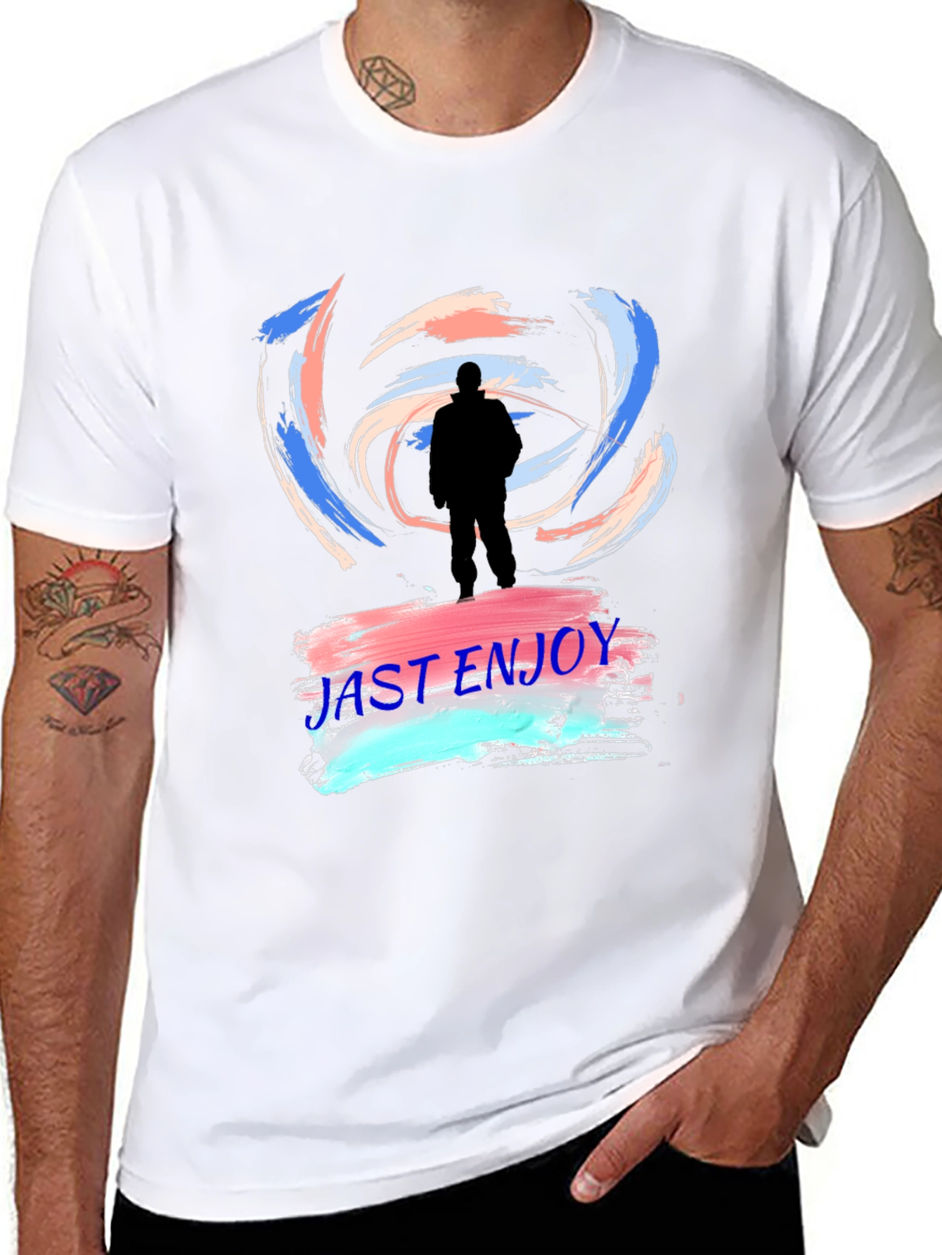 Just Enjoy Black Graphic Tee - Trendy Casual Wear