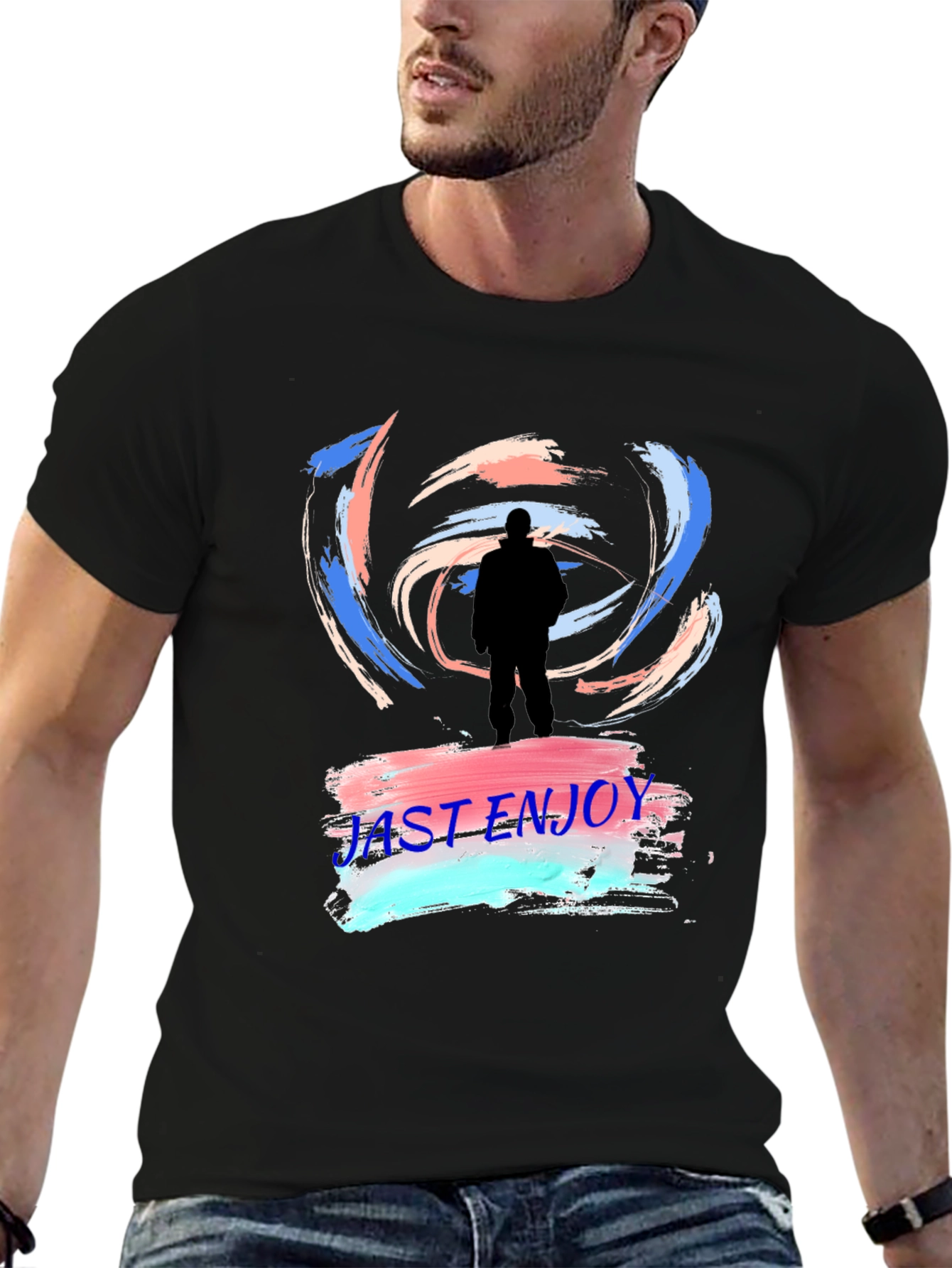 Just Enjoy Black Graphic Tee - Trendy Casual Wear
