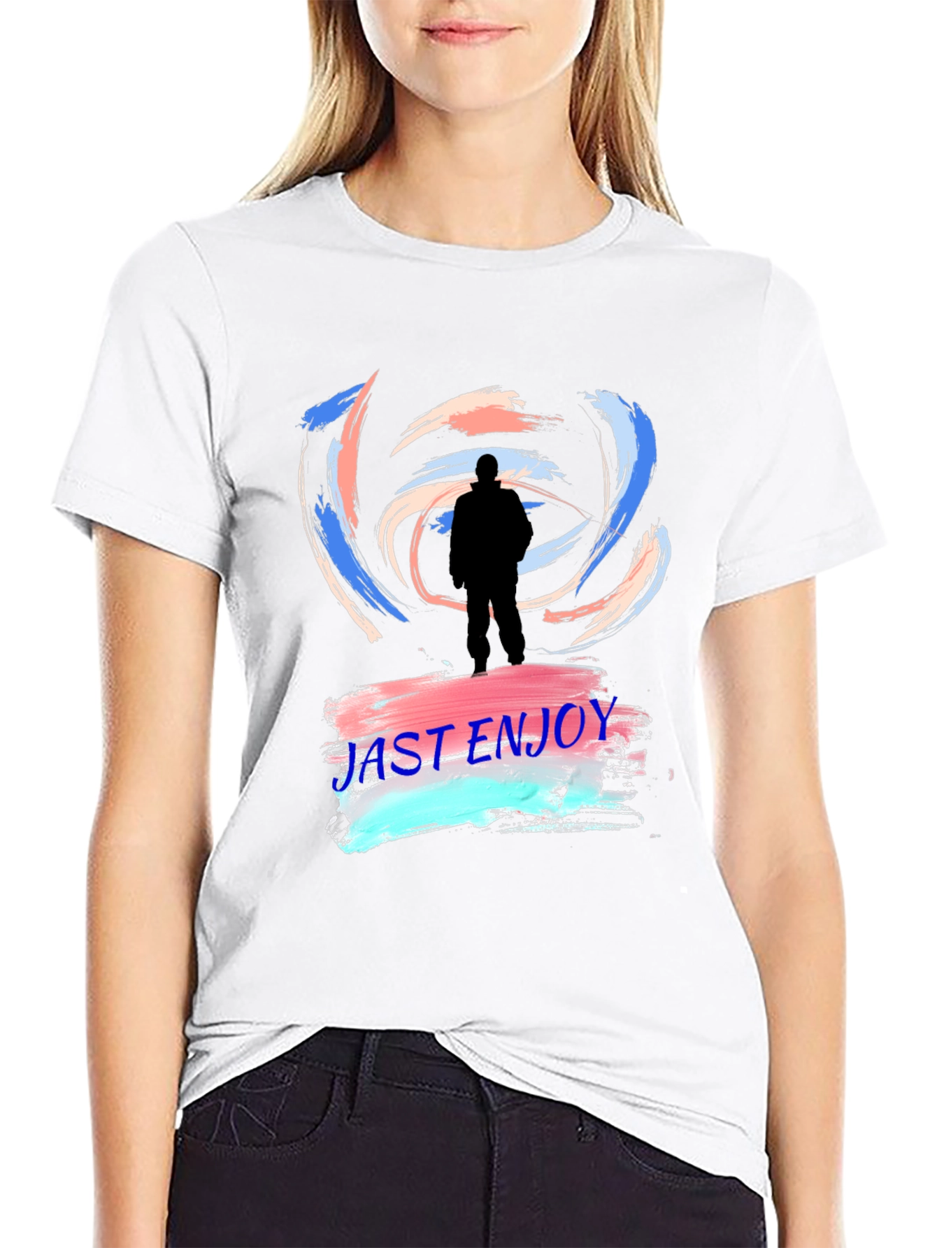 Just Enjoy Black Graphic Tee - Trendy Casual Wear