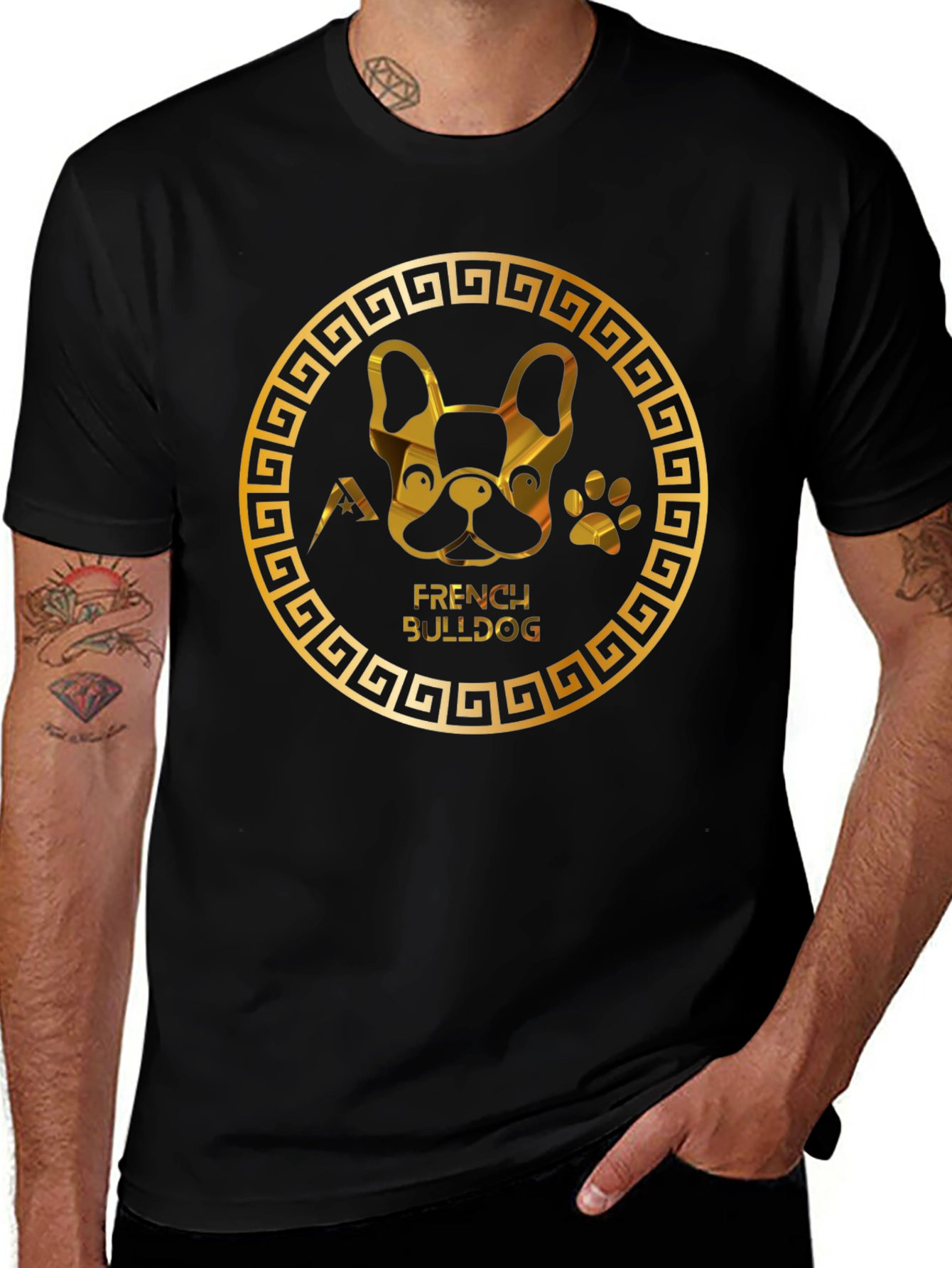 Gold French Bulldog T-Shirt – Elegant Dog Lover Graphic Tee