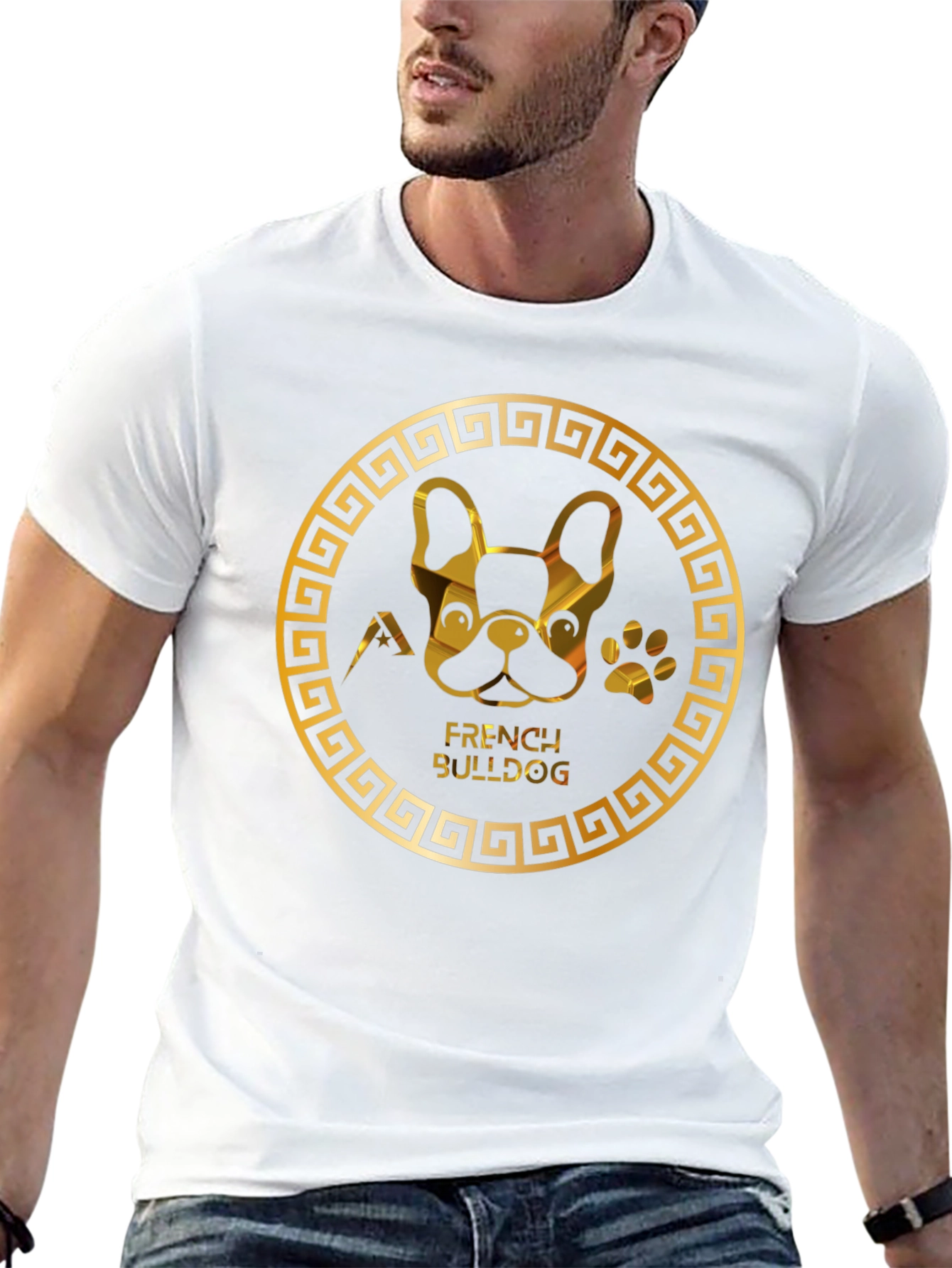 Gold French Bulldog T-Shirt – Elegant Dog Lover Graphic Tee