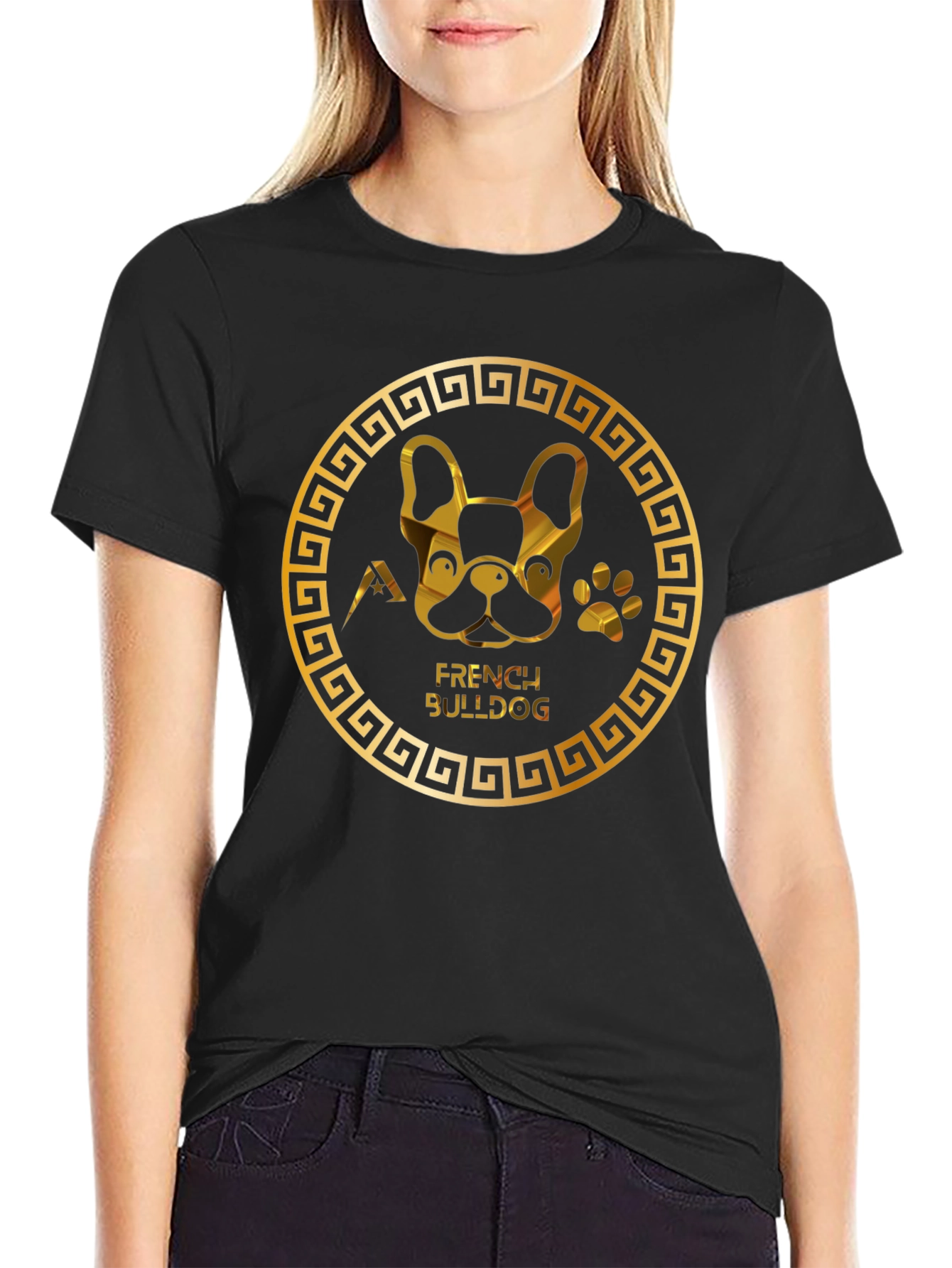 Gold French Bulldog T-Shirt – Elegant Dog Lover Graphic Tee