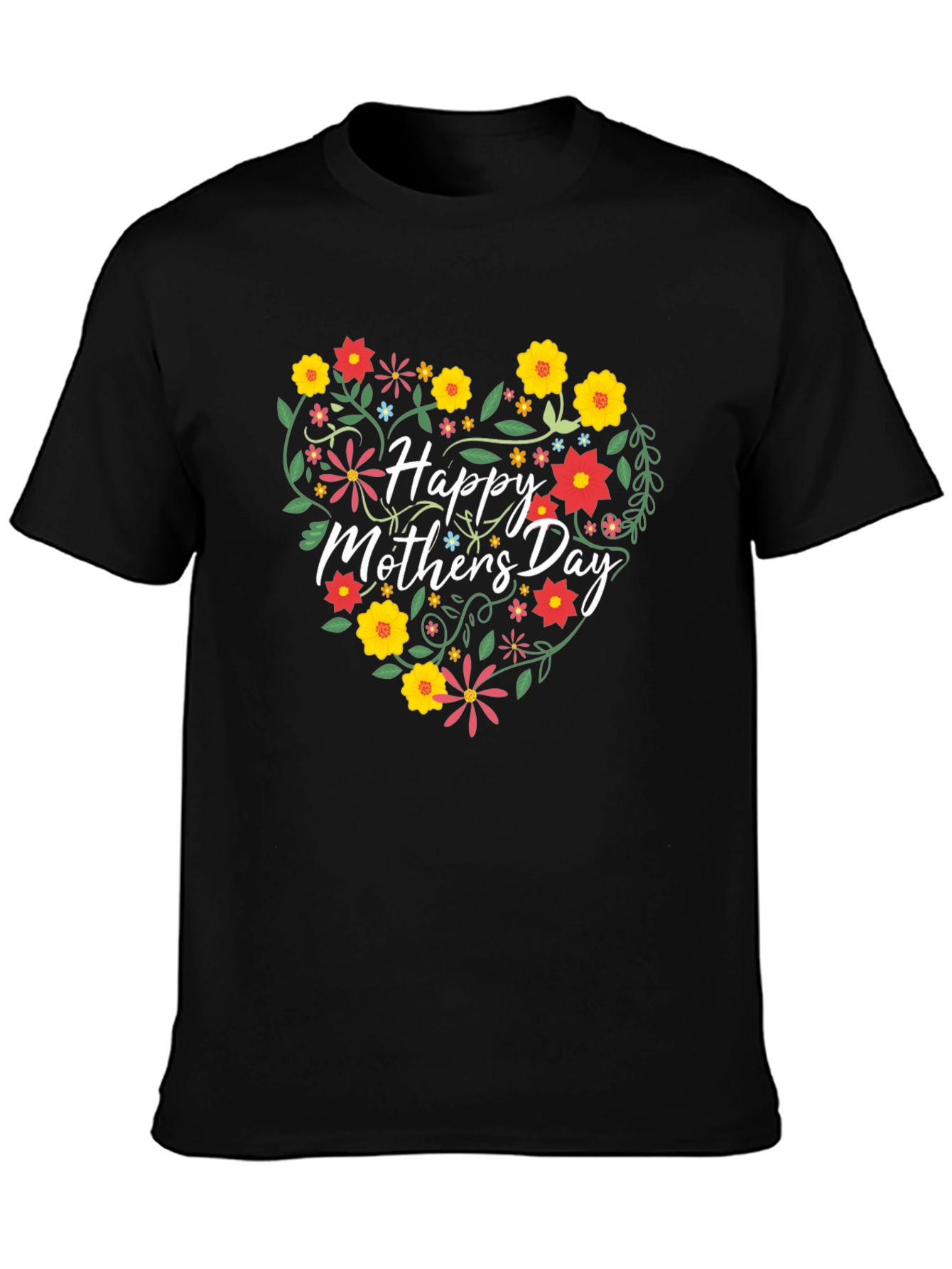 Happy Mothers Day Floral Heart Graphic Tee