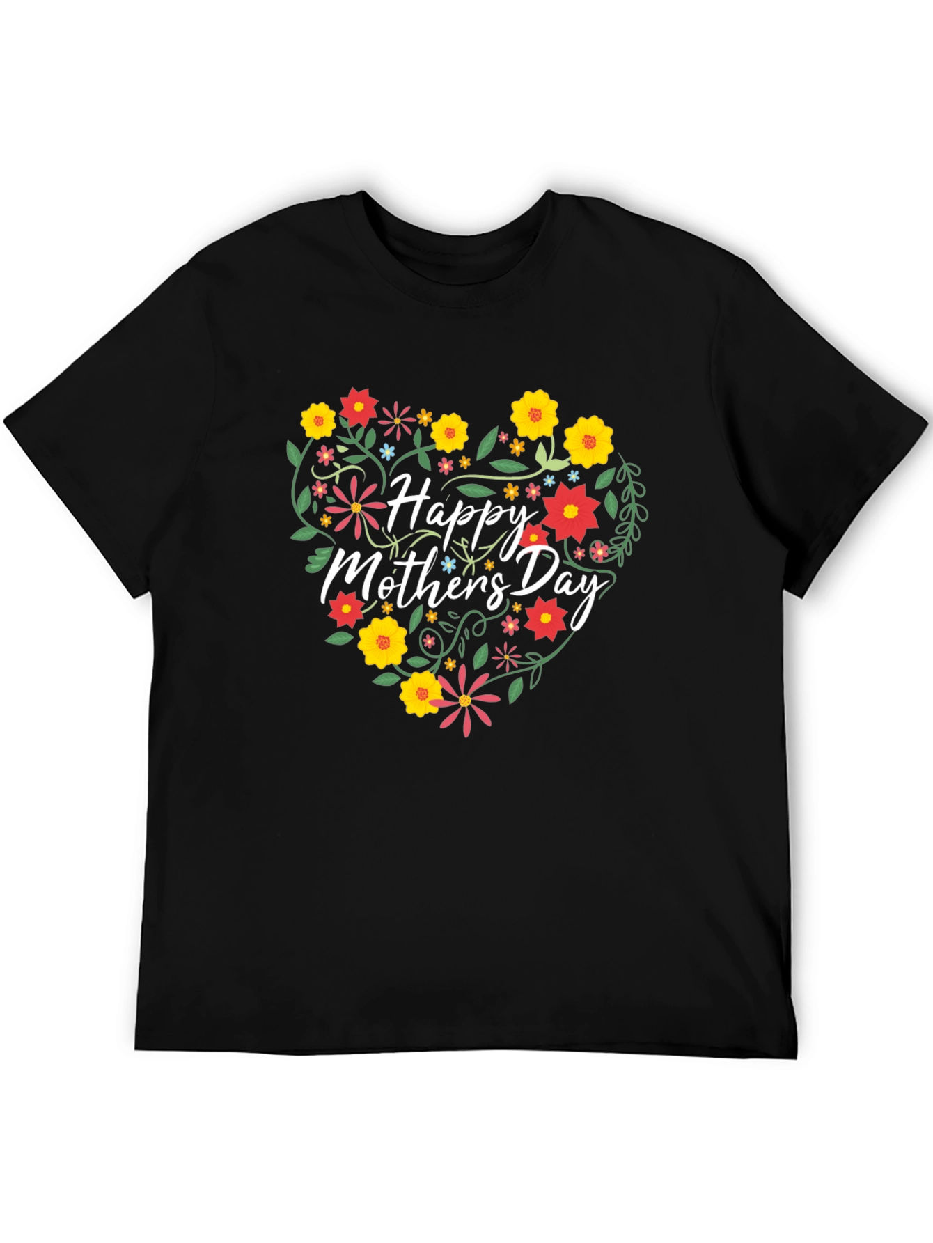 Happy Mothers Day Floral Heart Graphic Tee
