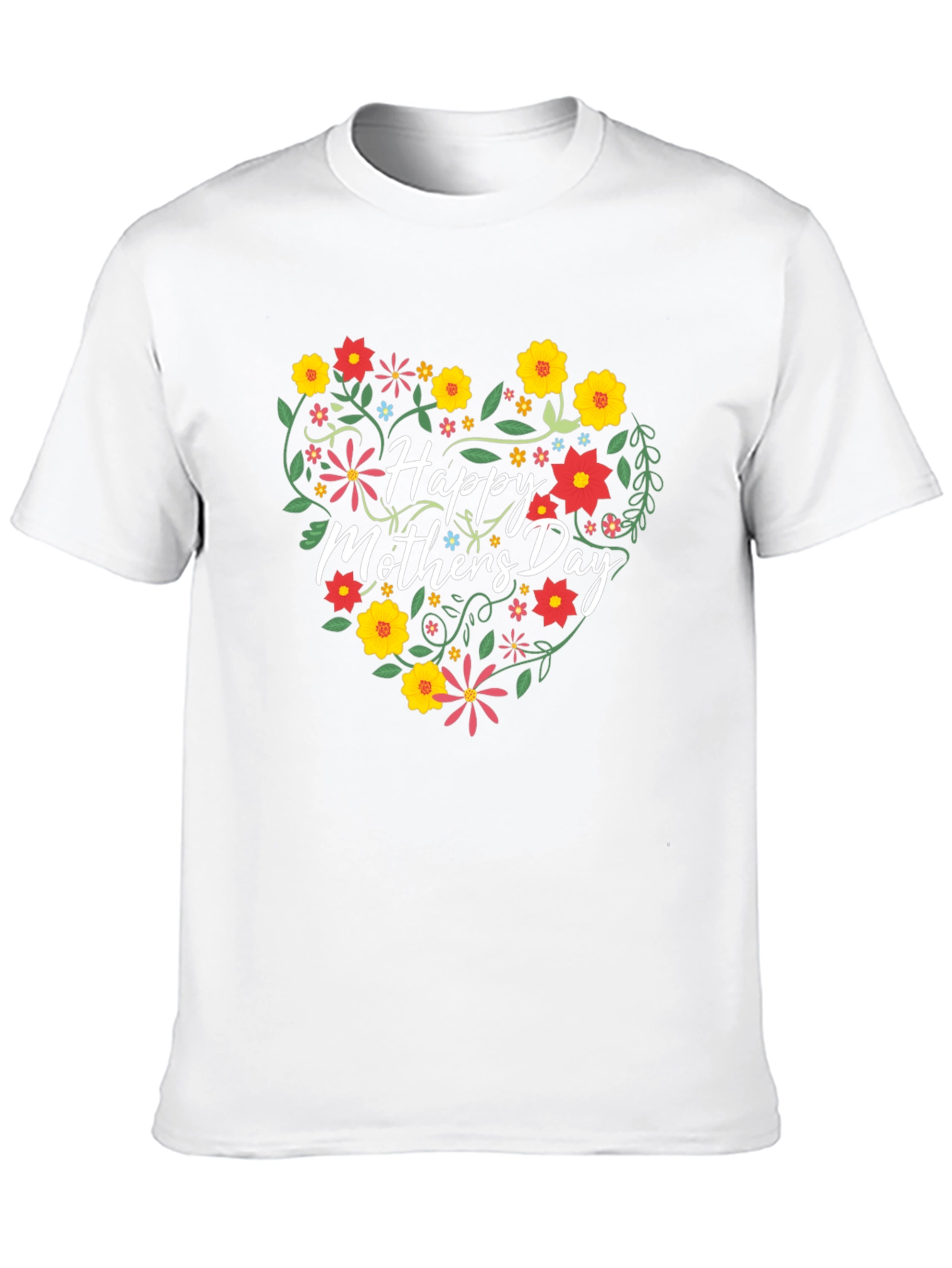 Happy Mothers Day Floral Heart Graphic Tee