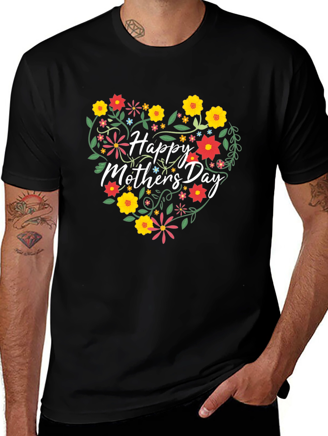 Happy Mothers Day Floral Heart Graphic Tee