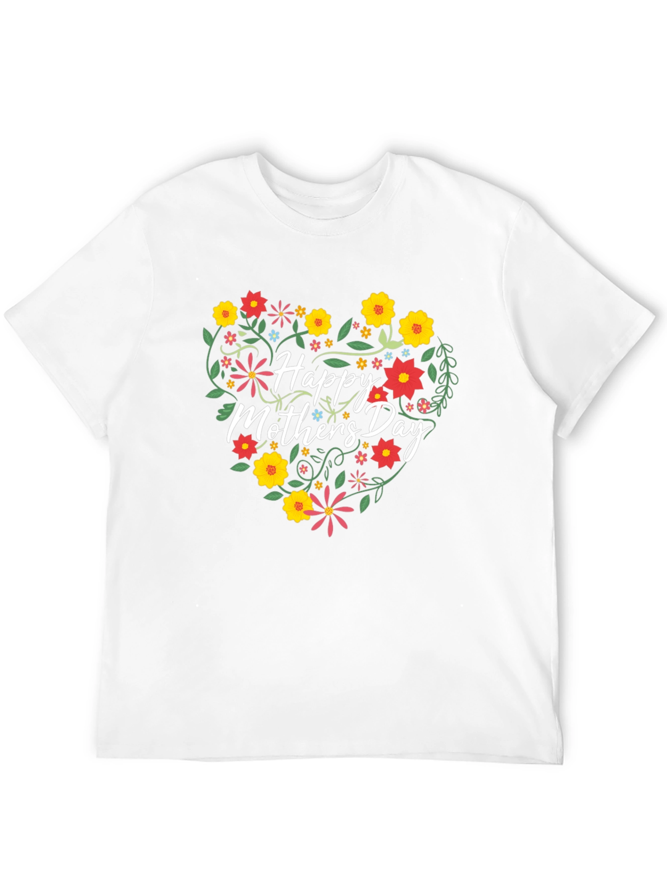 Happy Mothers Day Floral Heart Graphic Tee