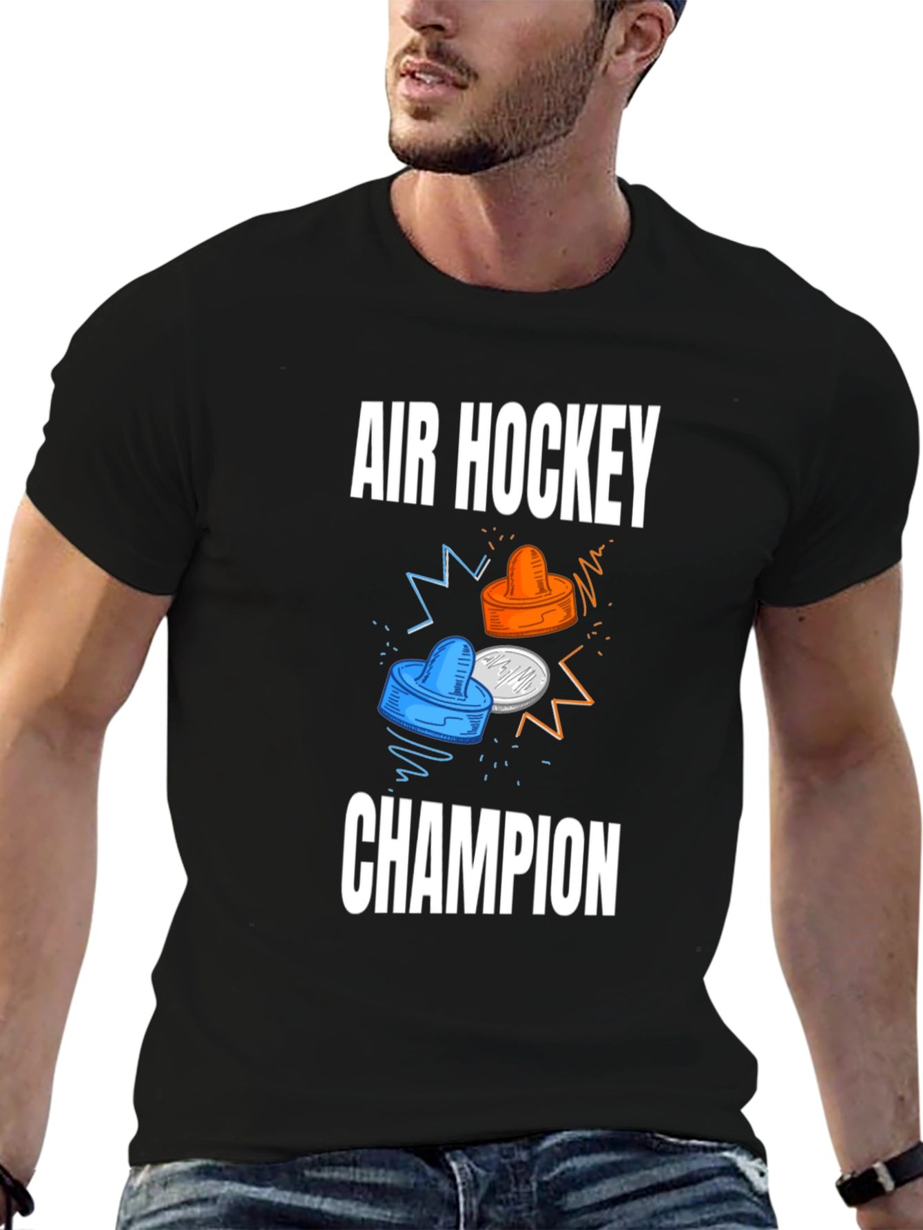 Air Hockey Champion Black T-Shirt