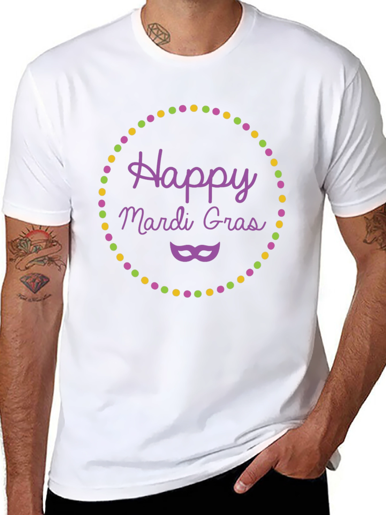 Happy Mardi Gras T-Shirt - Purple Mask