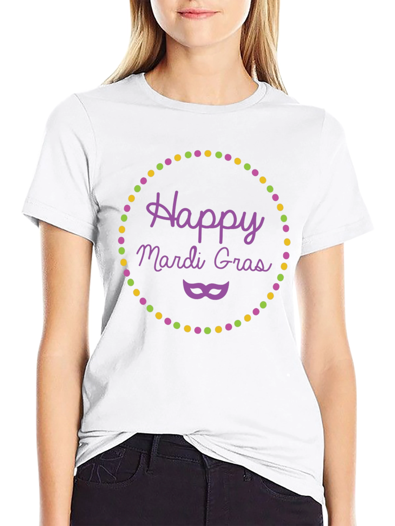 Happy Mardi Gras T-Shirt - Purple Mask